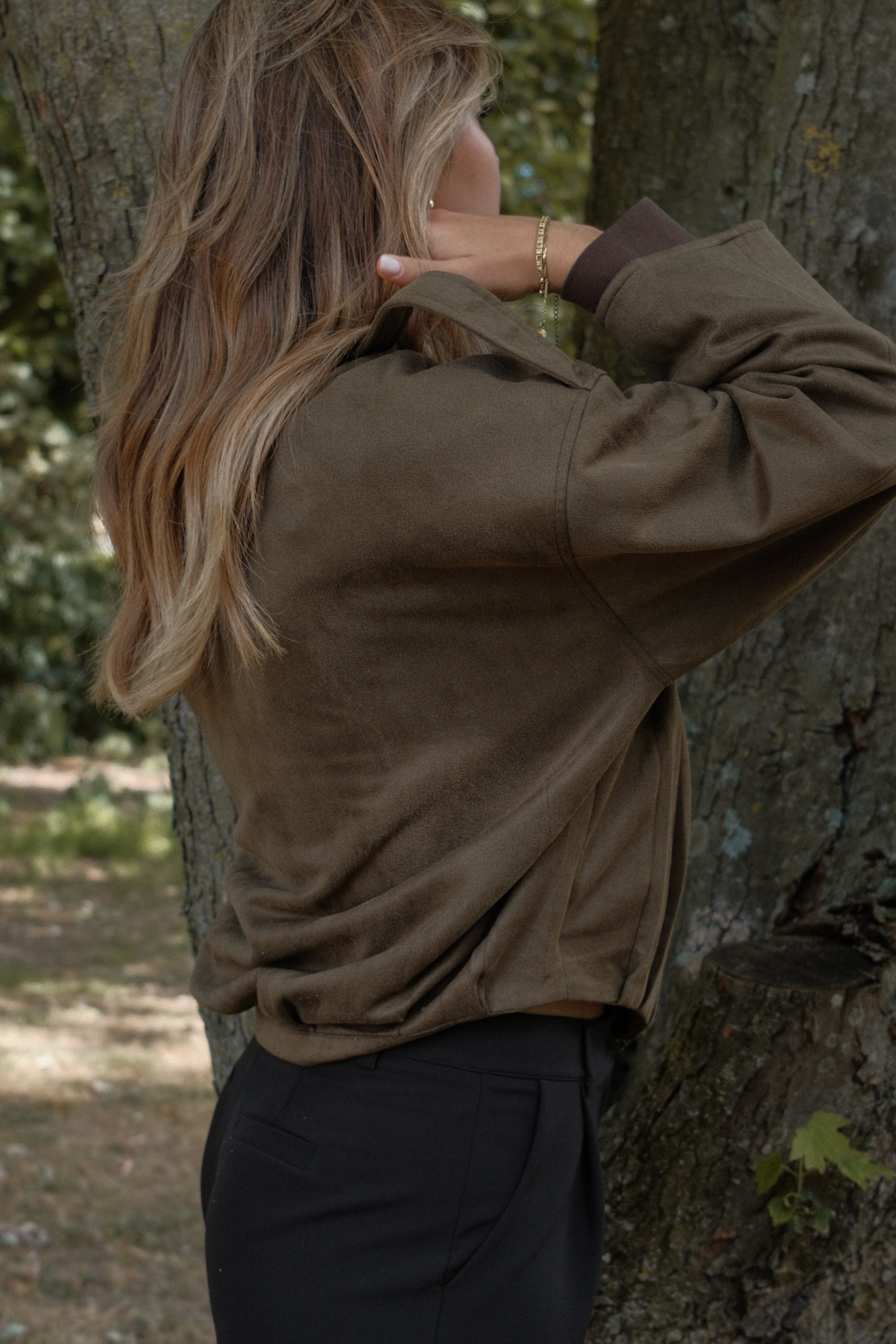 BOMBER SUEDE ARMY GREEN