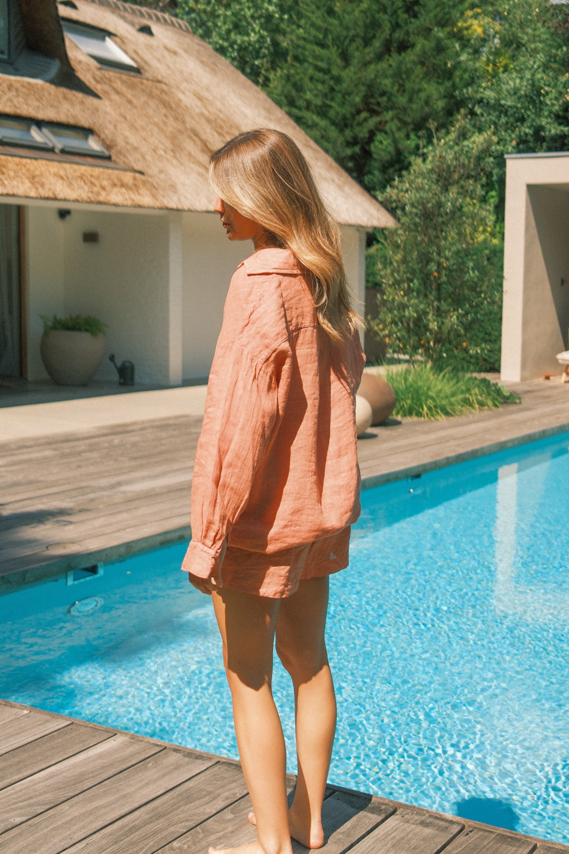 100% LINNEN OVERSIZED MAYA SHIRT TERRACOTTA