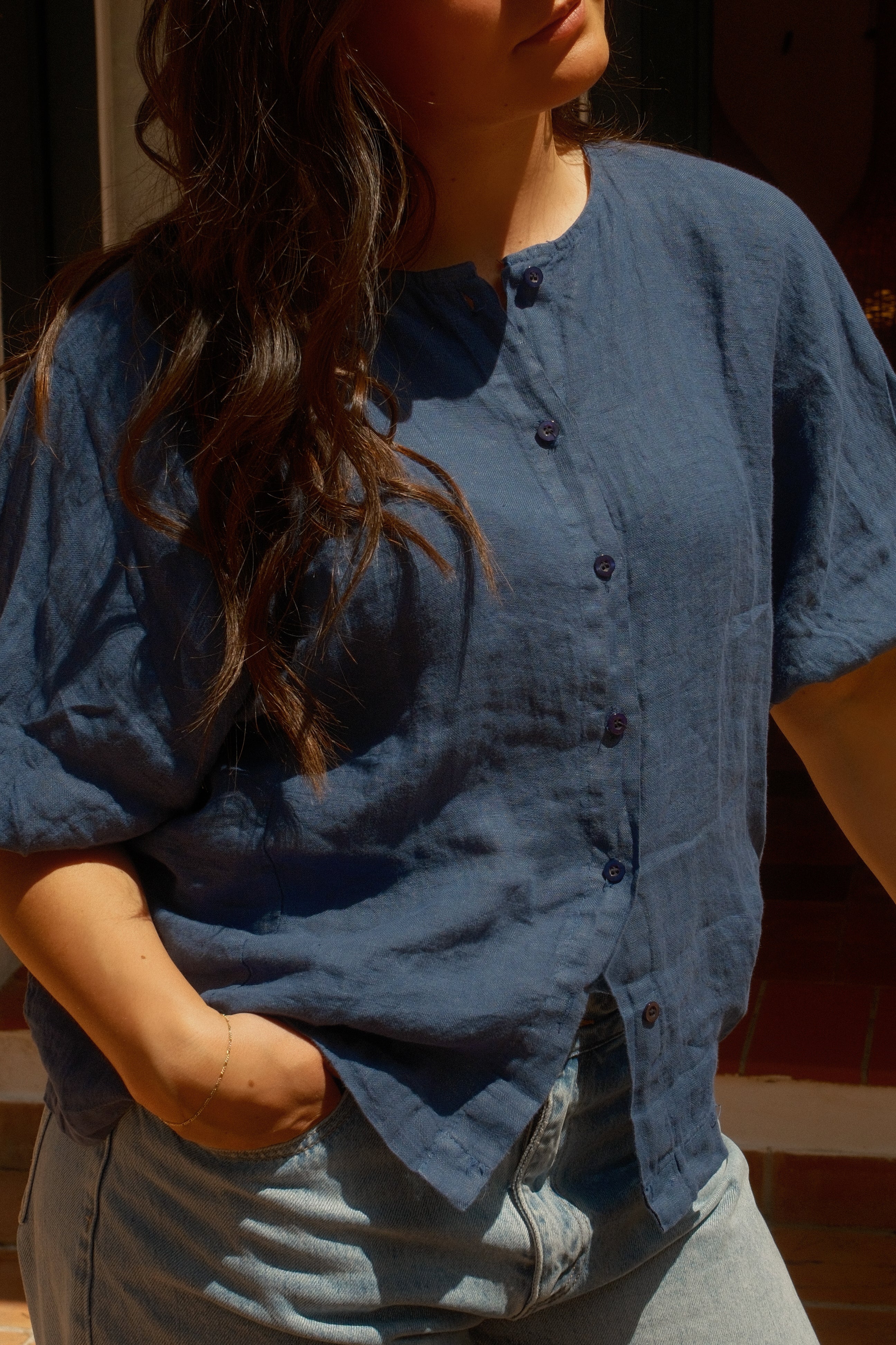 100% LINNEN JUNA SHIRT NAVY
