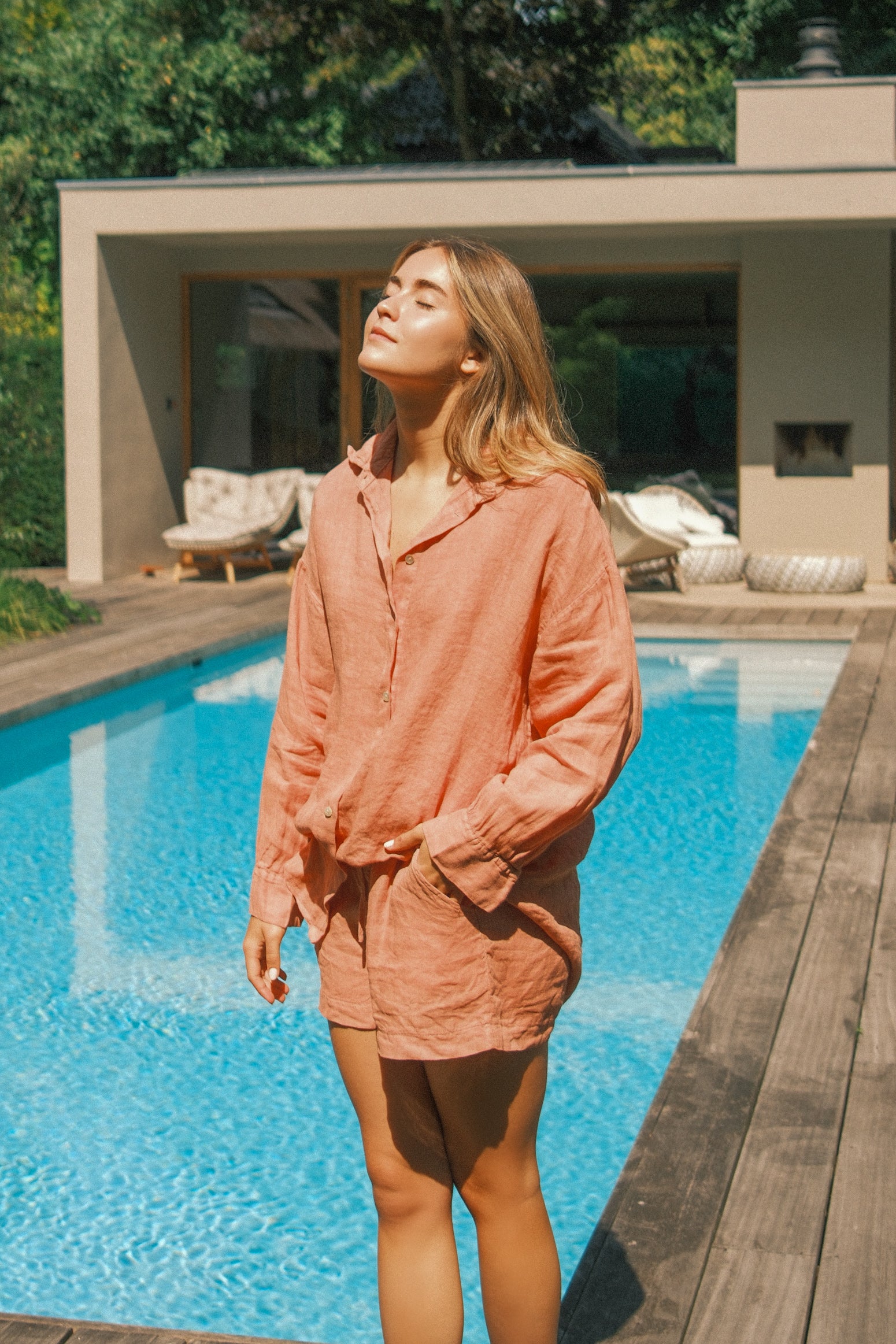 100% LINNEN OVERSIZED MAYA SHIRT TERRACOTTA