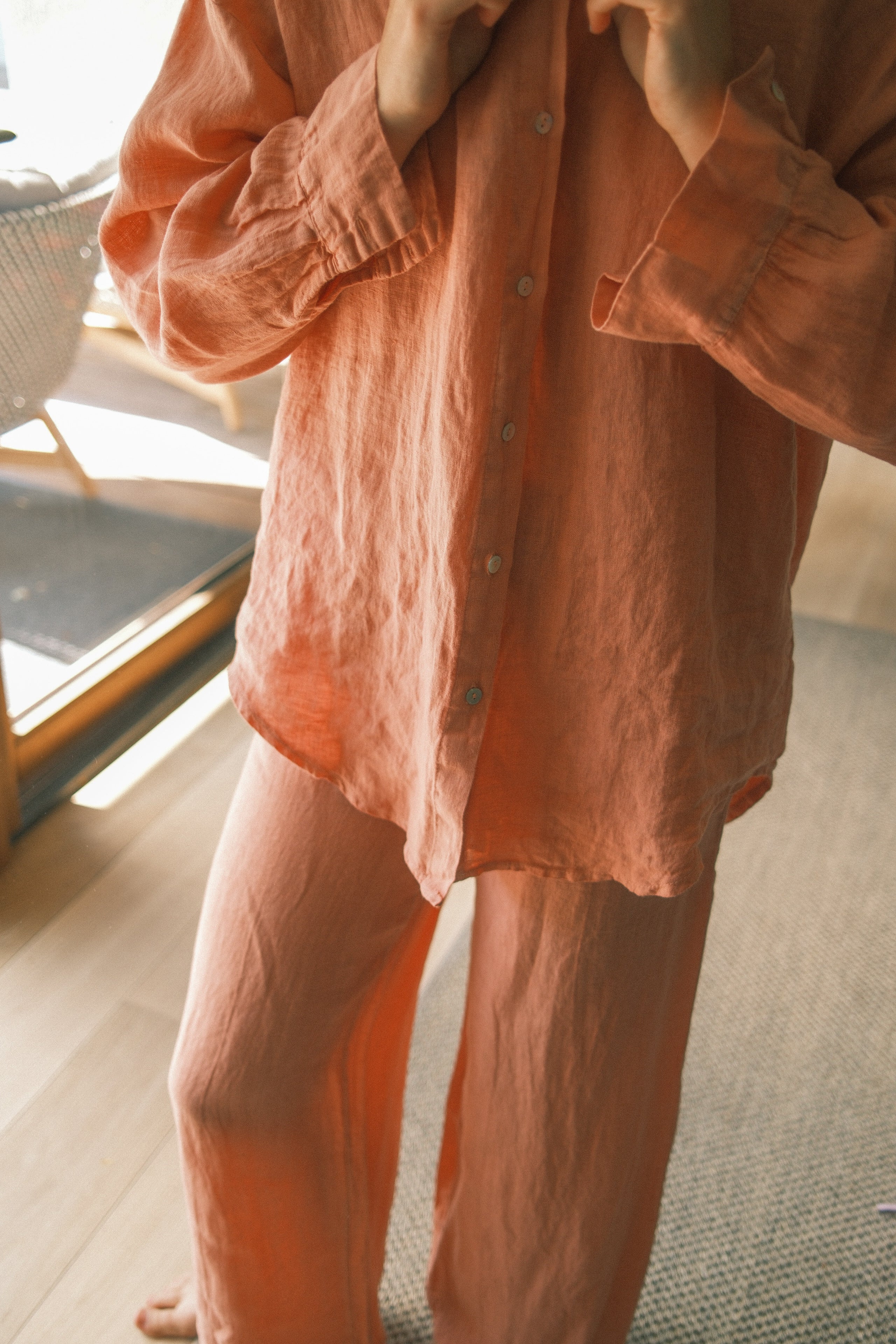 100% LINNEN OVERSIZED MAYA SHIRT TERRACOTTA