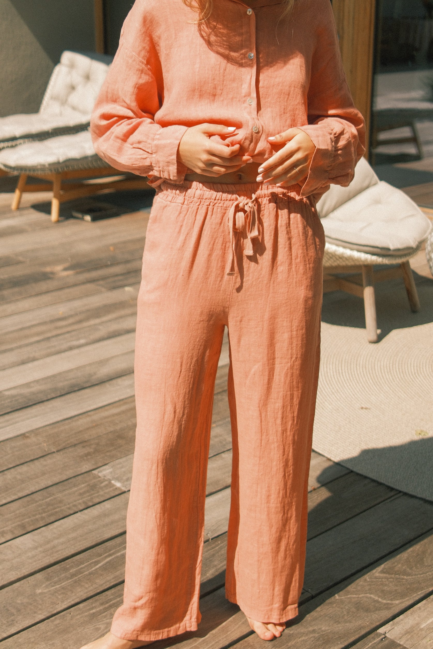 100% LINNEN OVERSIZED MAYA SHIRT TERRACOTTA