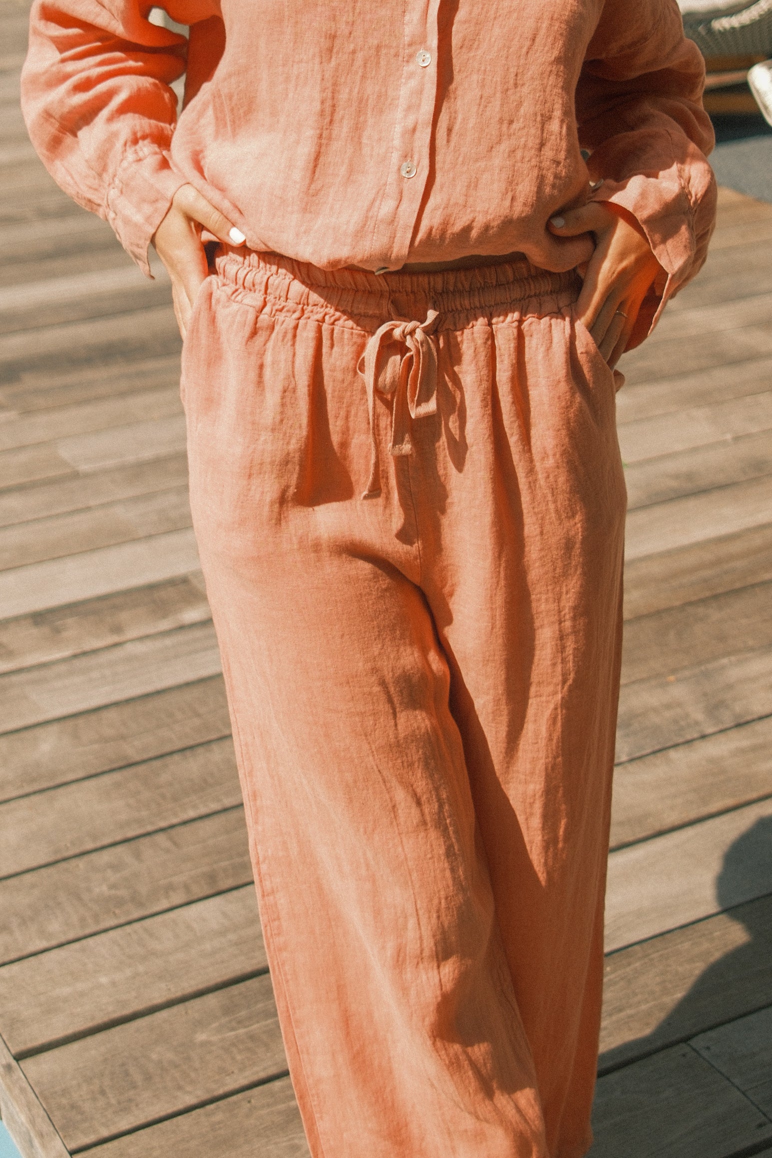 100% LINNEN OVERSIZED MAYA SHIRT TERRACOTTA