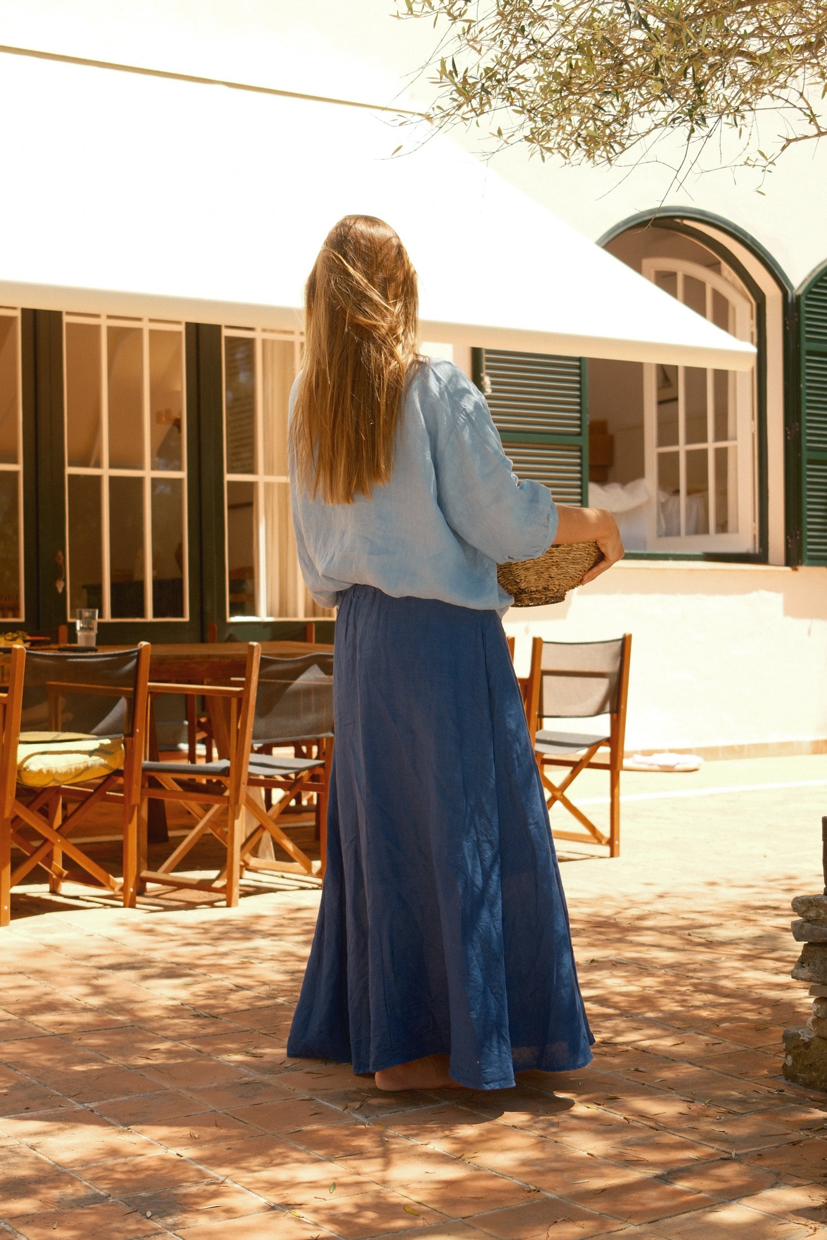 100% LINNEN MAXI SKIRT NAVY