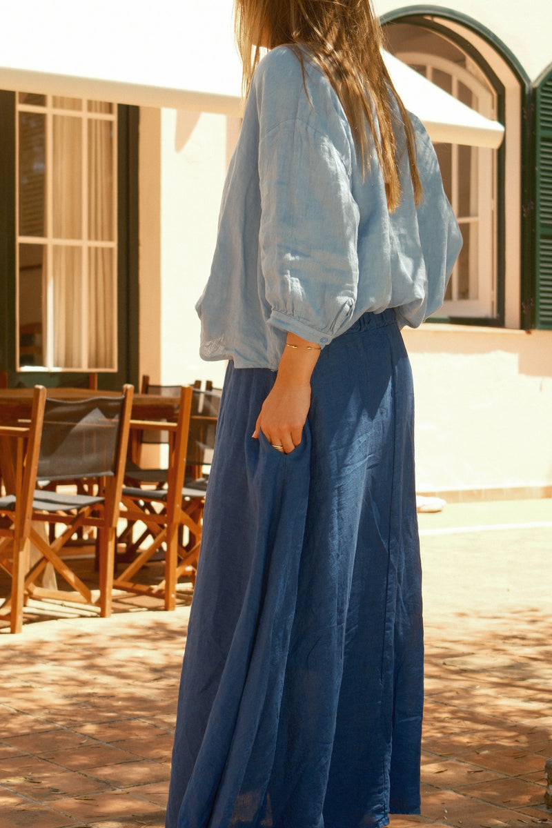 100% LINNEN MAXI SKIRT NAVY