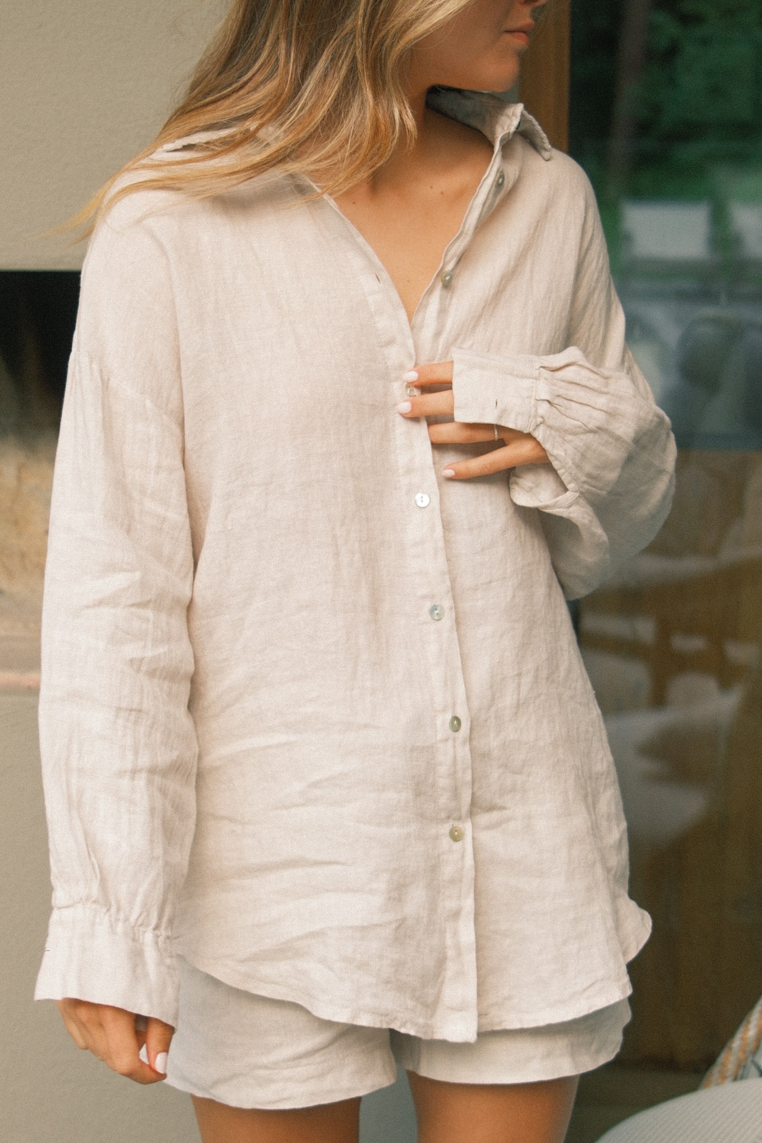100% LINNEN OVERSIZED MAYA SHIRT BEIGE