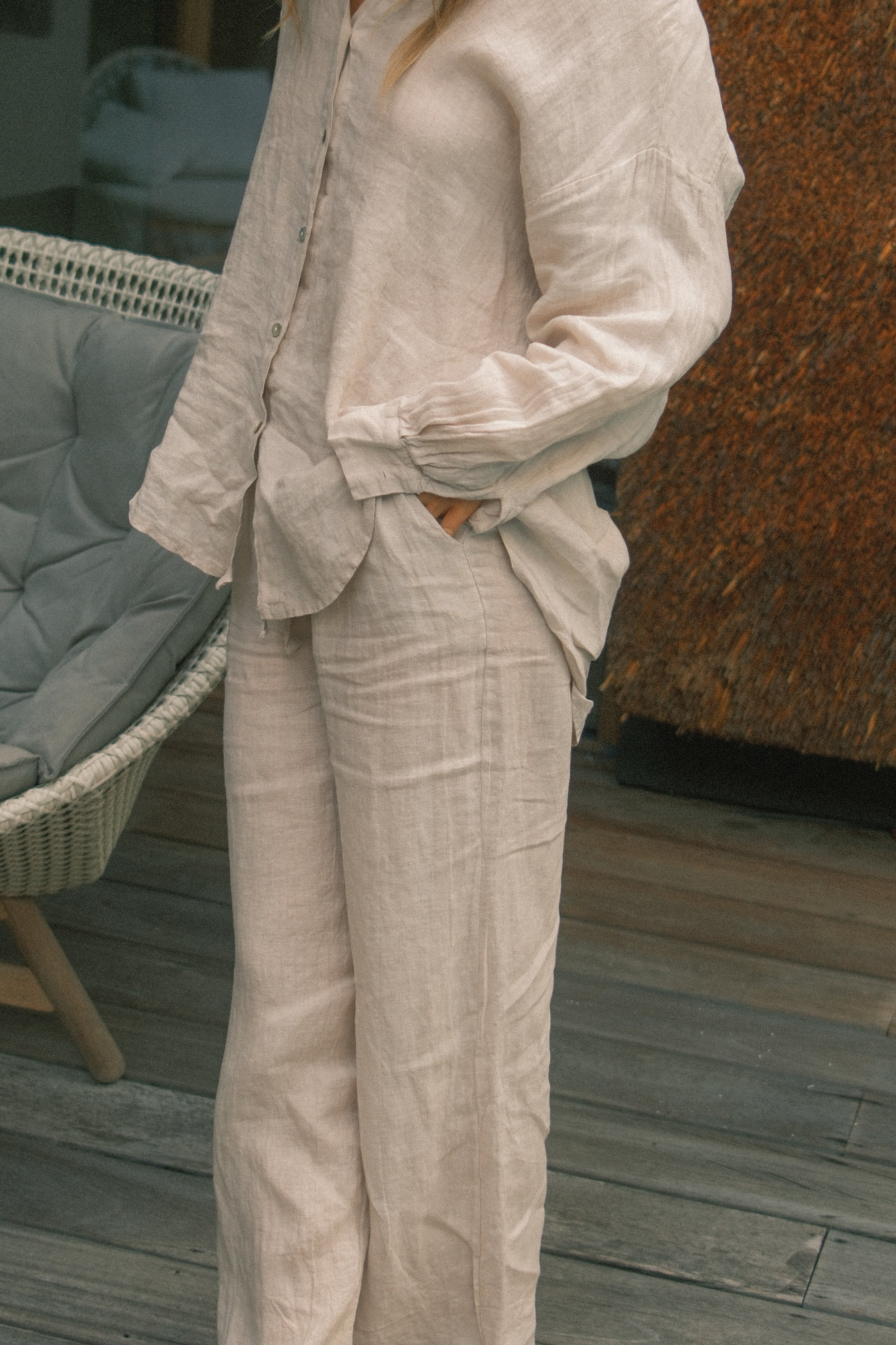 100% LINNEN MAEVE PANTS BEIGE