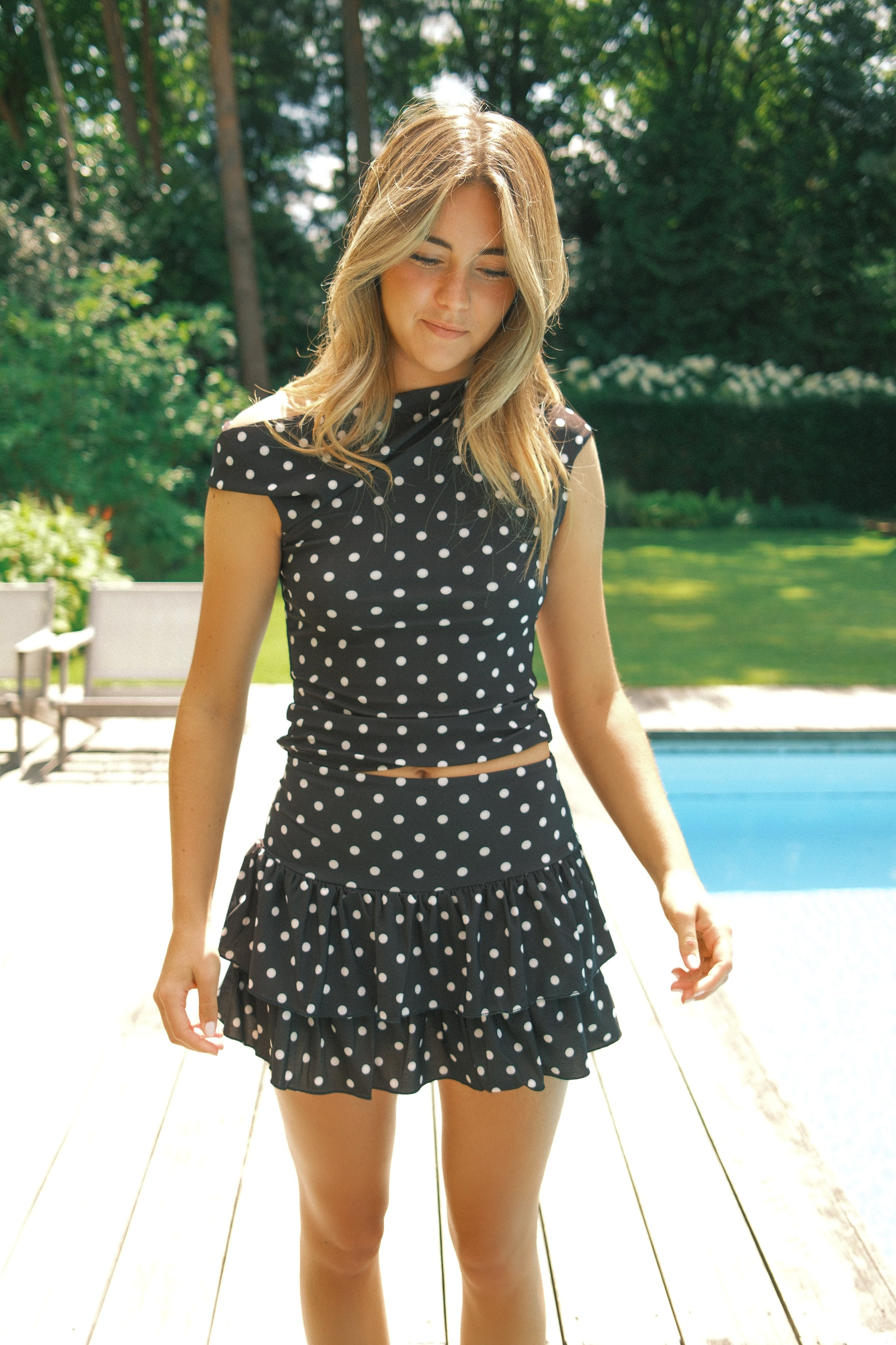 SUMMER POLKADOT SKIRT BLACK