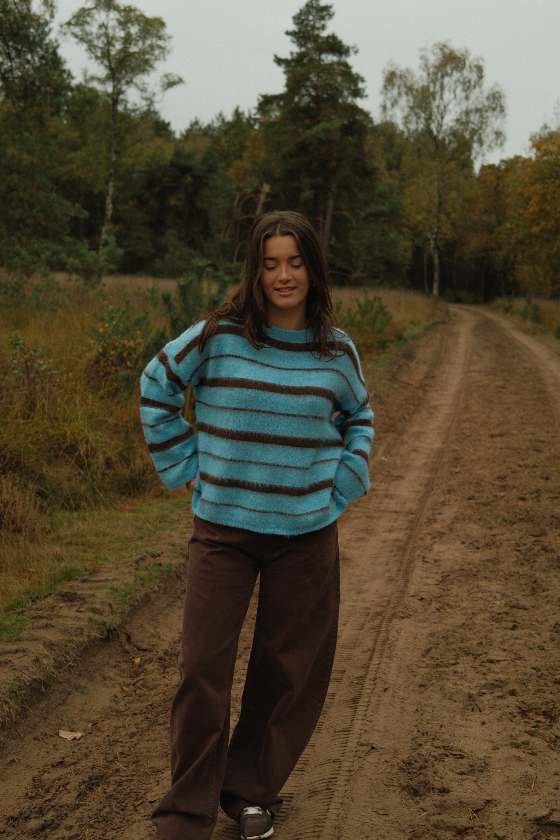 90’S STRIPE KNIT BLUE/CHOCO