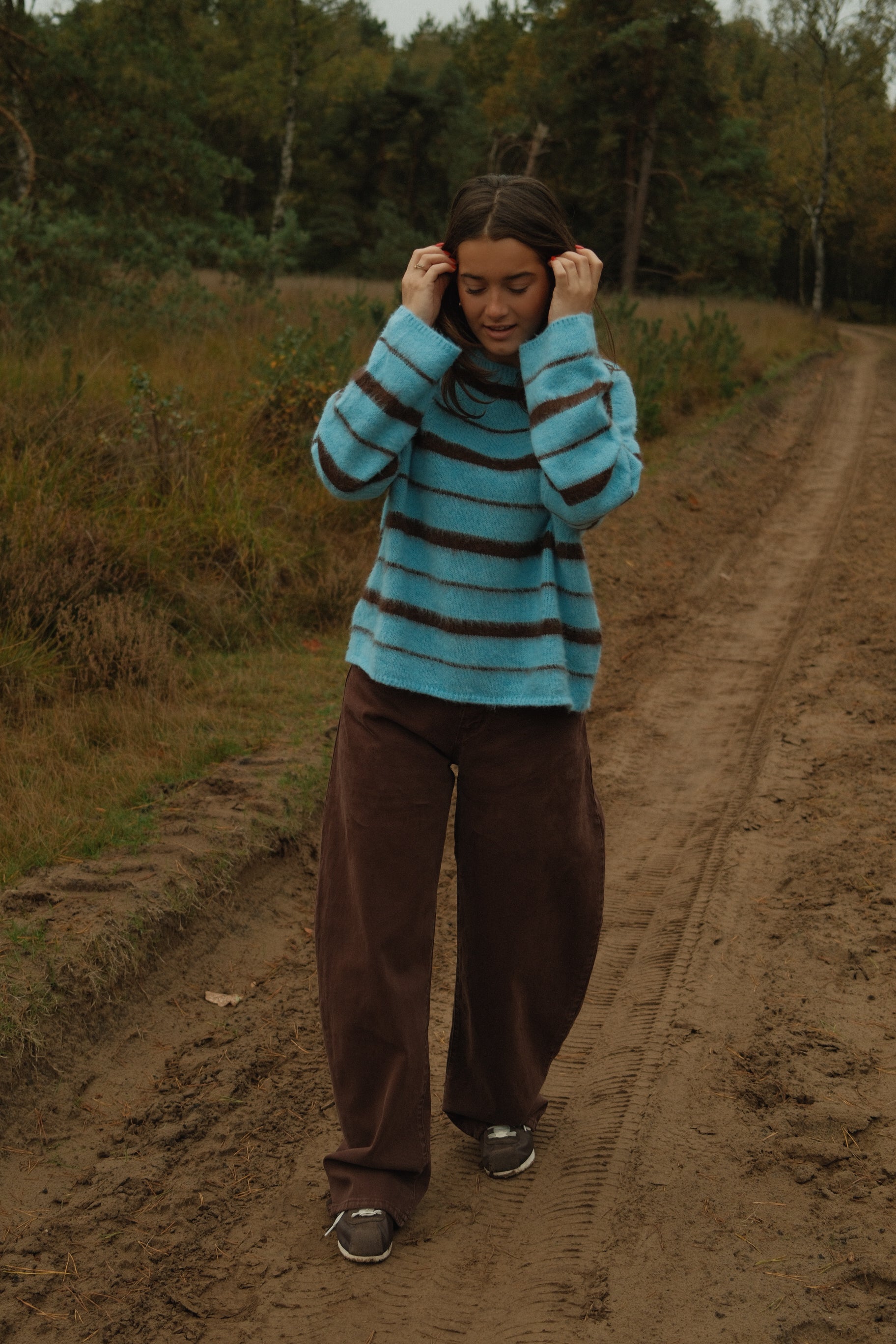 90’S STRIPE KNIT BLUE/CHOCO