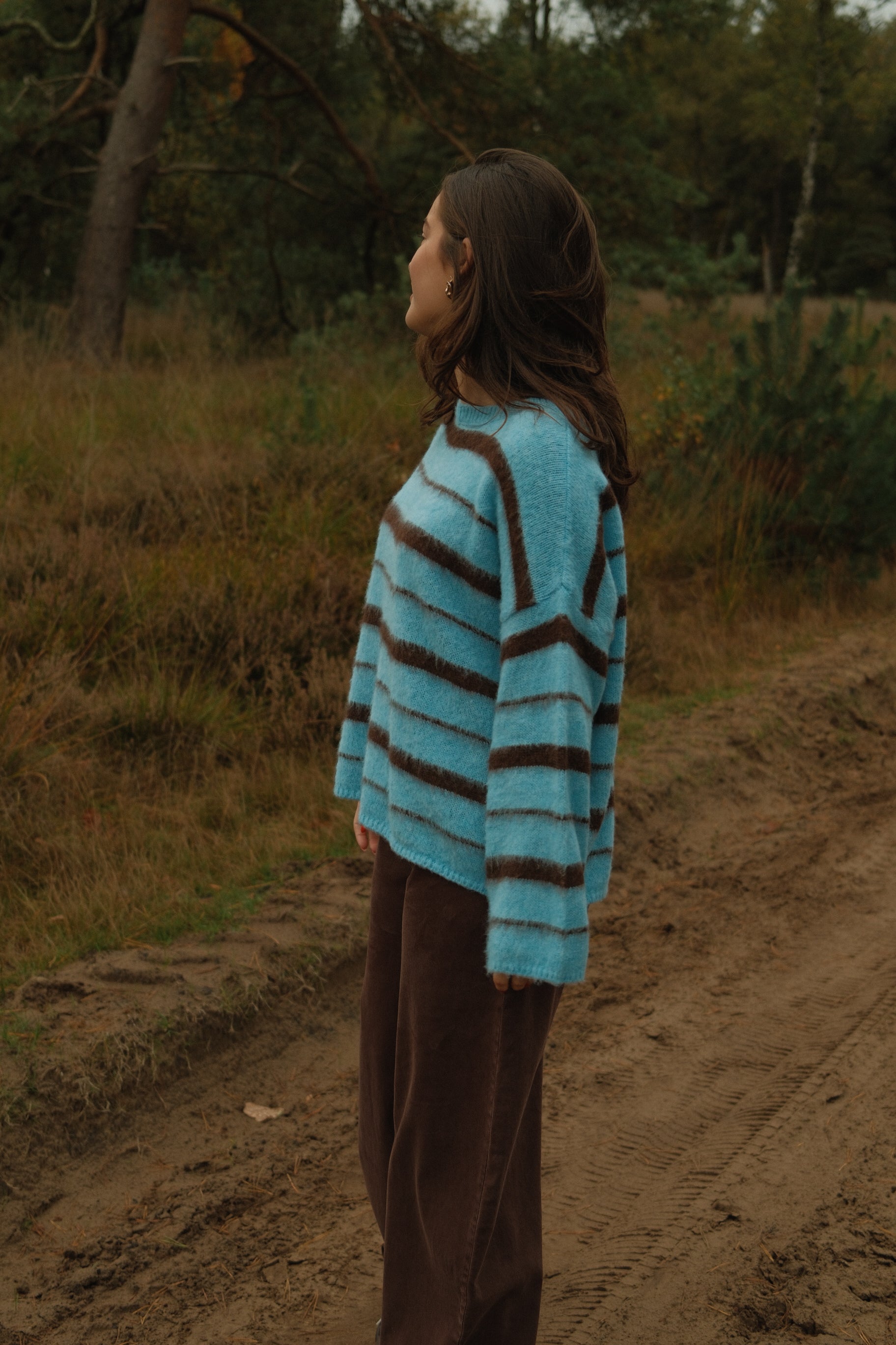 90’S STRIPE KNIT BLUE/CHOCO