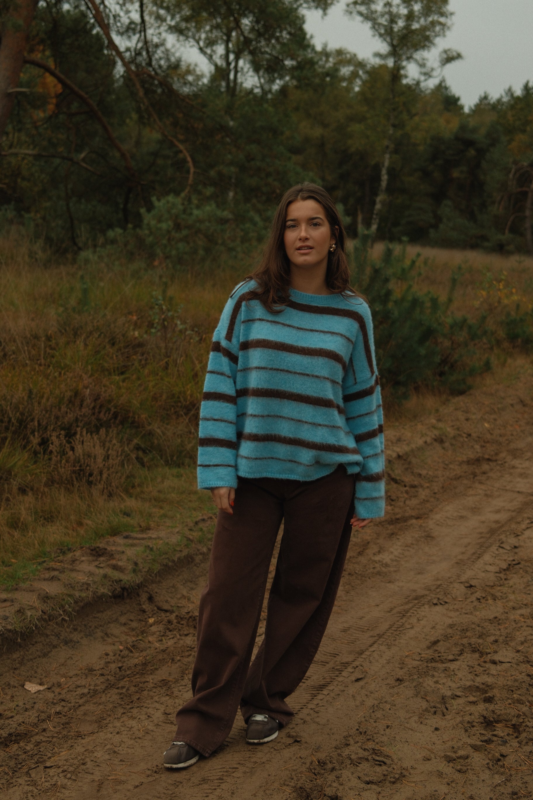 90’S STRIPE KNIT BLUE/CHOCO