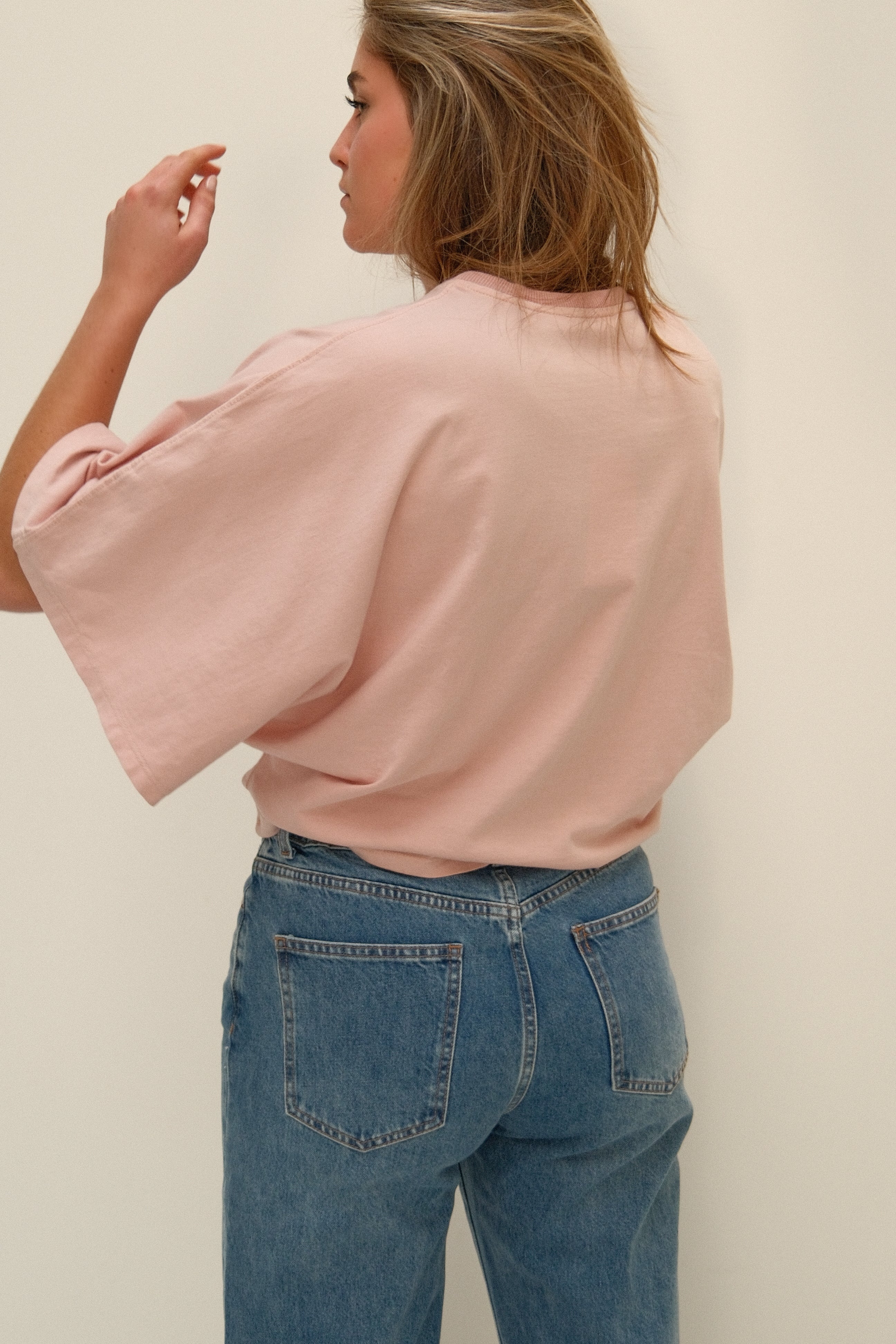 WIDE SLEEVE SAAR TEE OLD PINK
