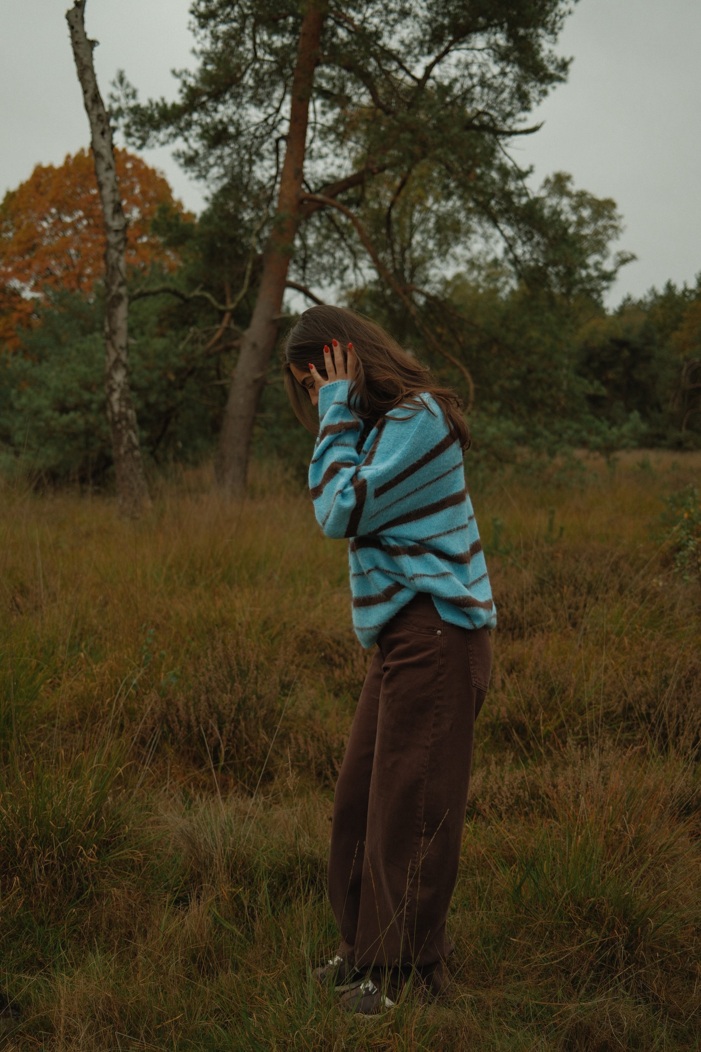 90’S STRIPE KNIT BLUE/CHOCO