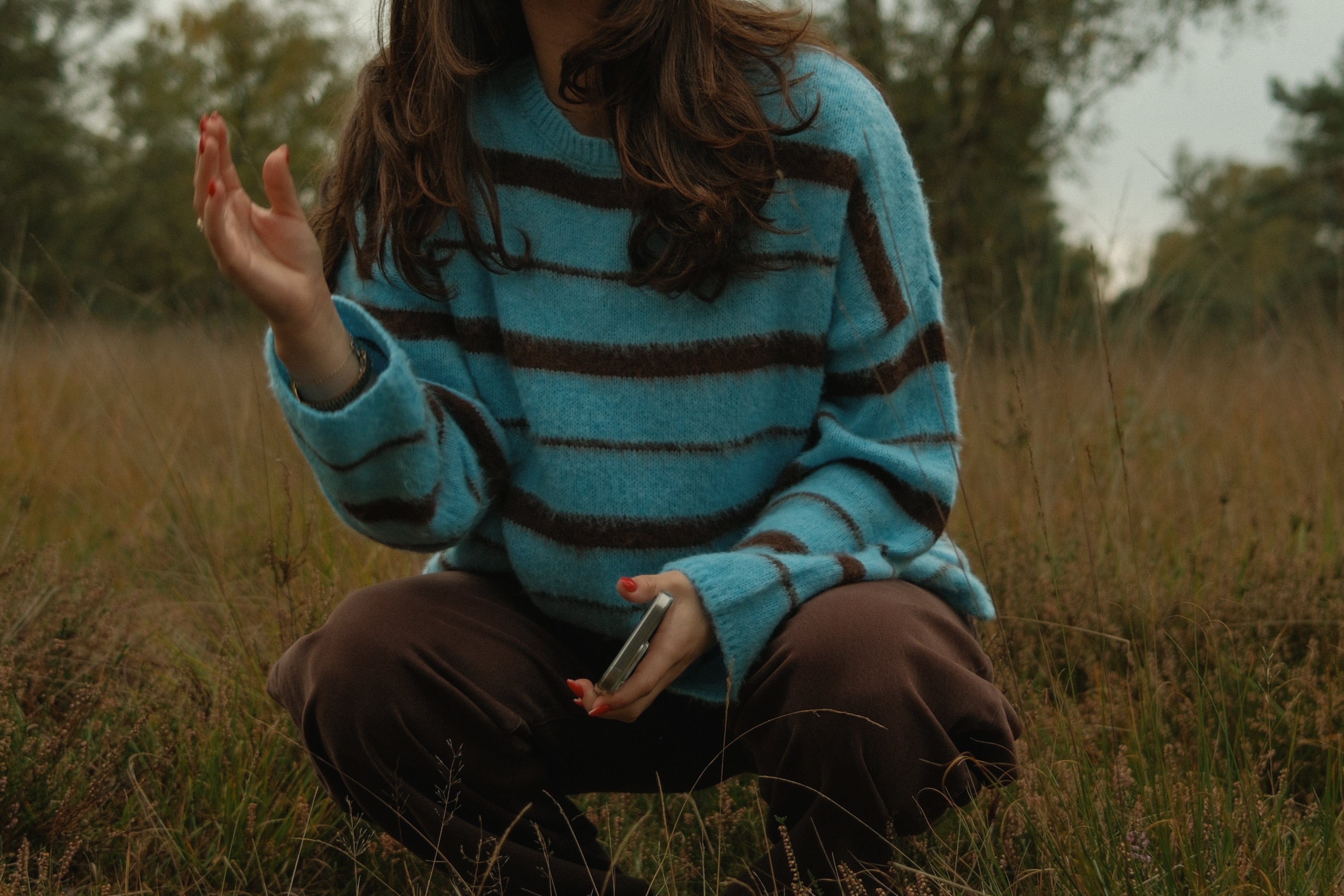 90’S STRIPE KNIT BLUE/CHOCO
