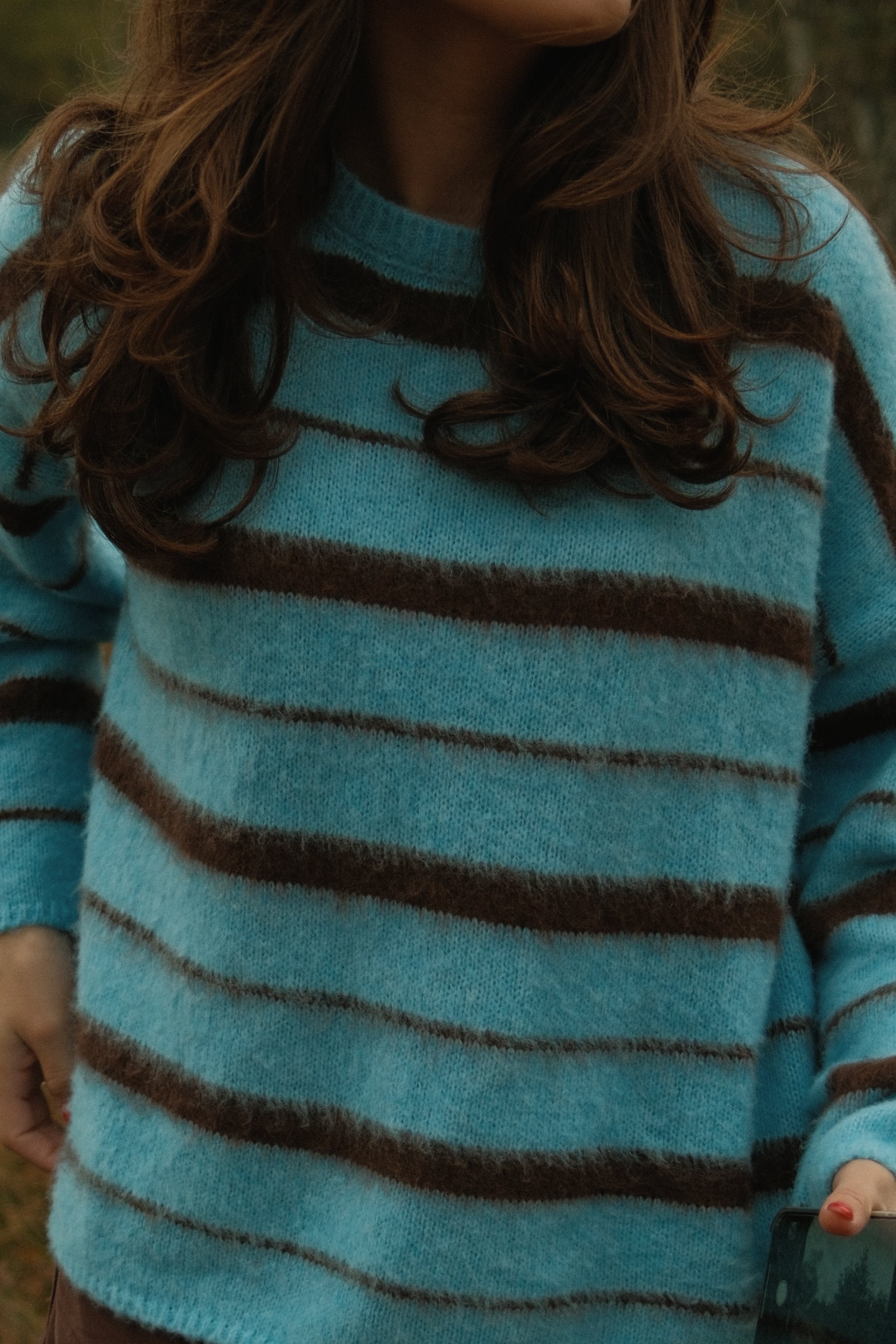 90’S STRIPE KNIT BLUE/CHOCO