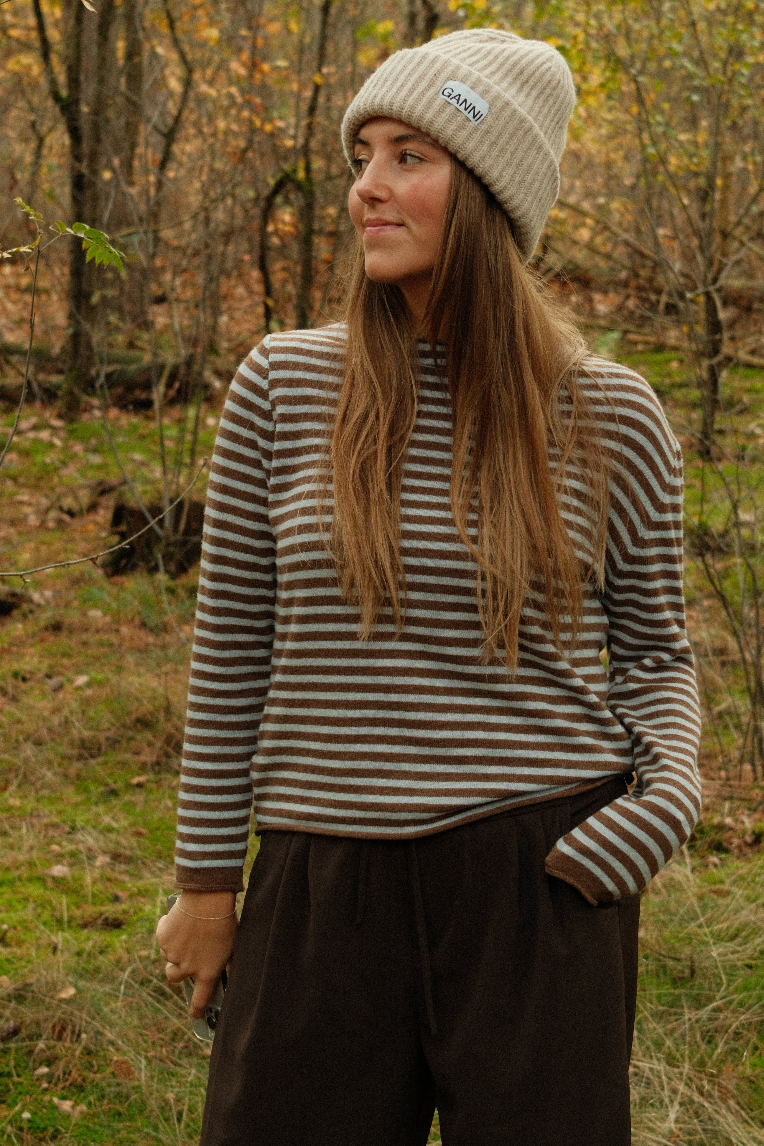 CASHMERE WOOLMIX KNIT STRIPED CHOCO/BLUE