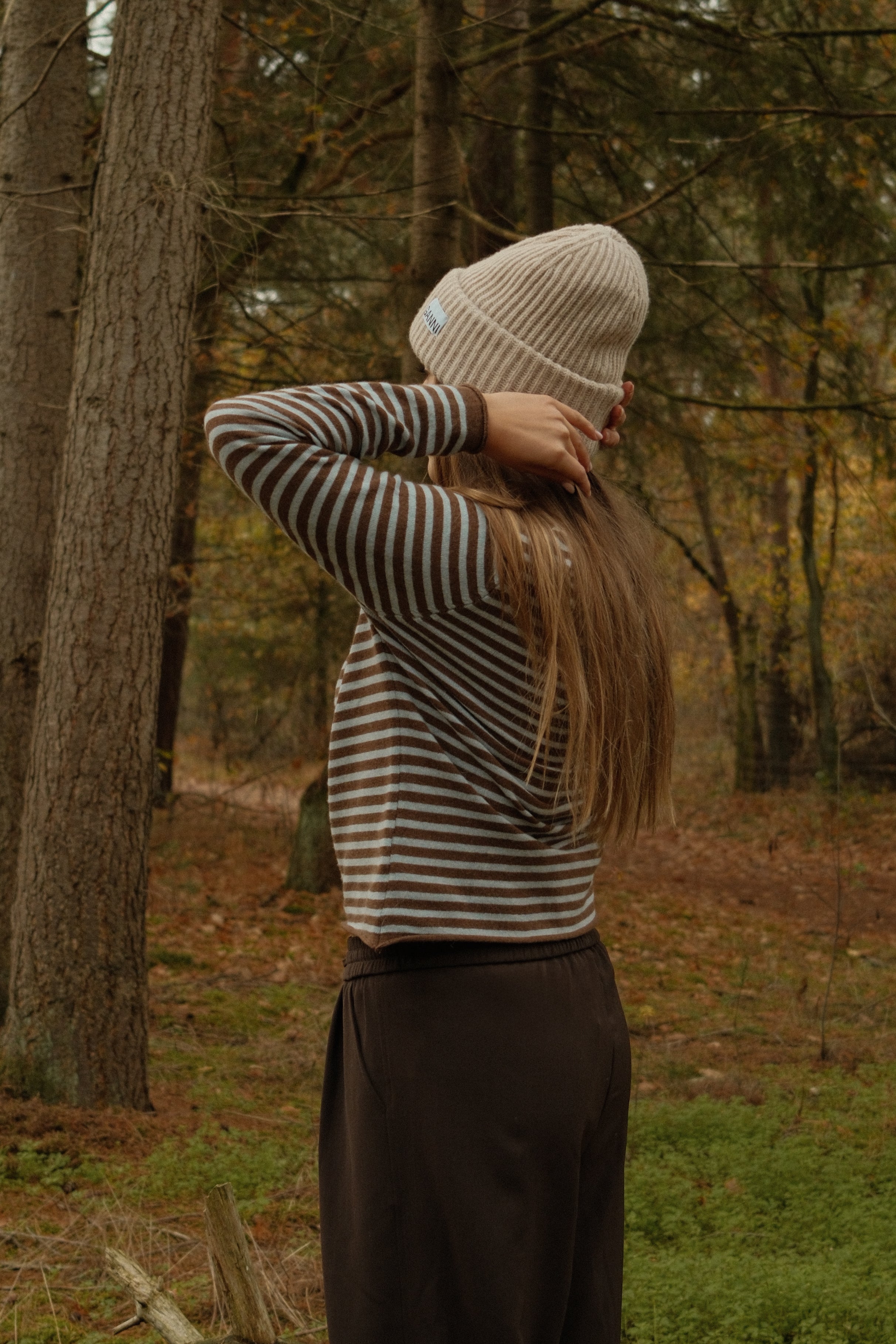 CASHMERE WOOLMIX KNIT STRIPED CHOCO/BLUE