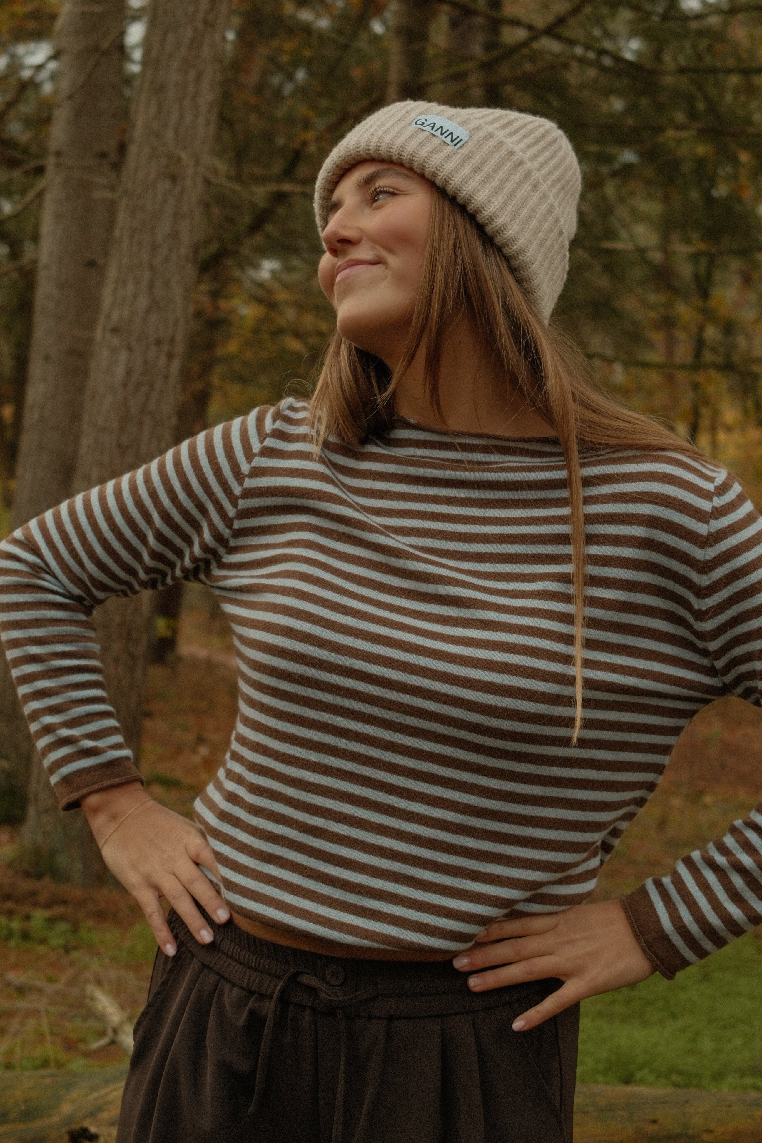 CASHMERE WOOLMIX KNIT STRIPED CHOCO/BLUE