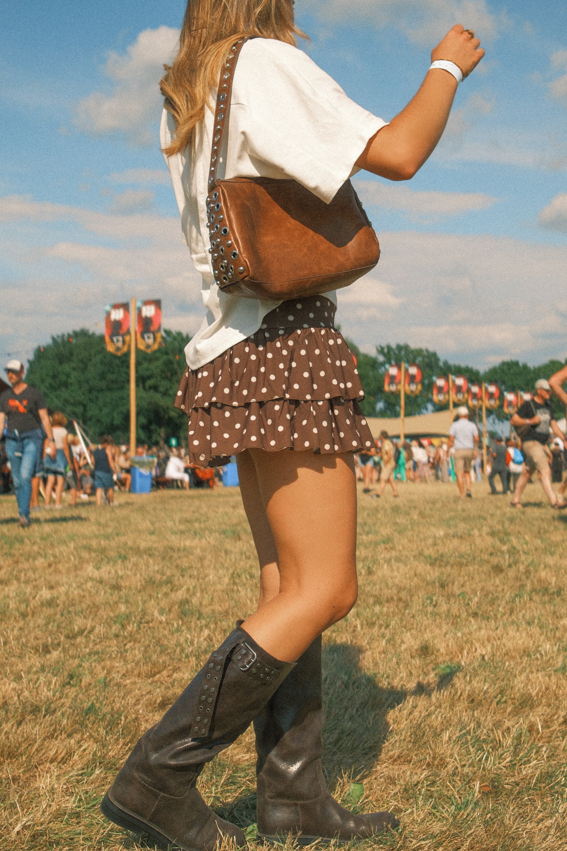 SUMMER POLKADOT SKIRT CHOCO