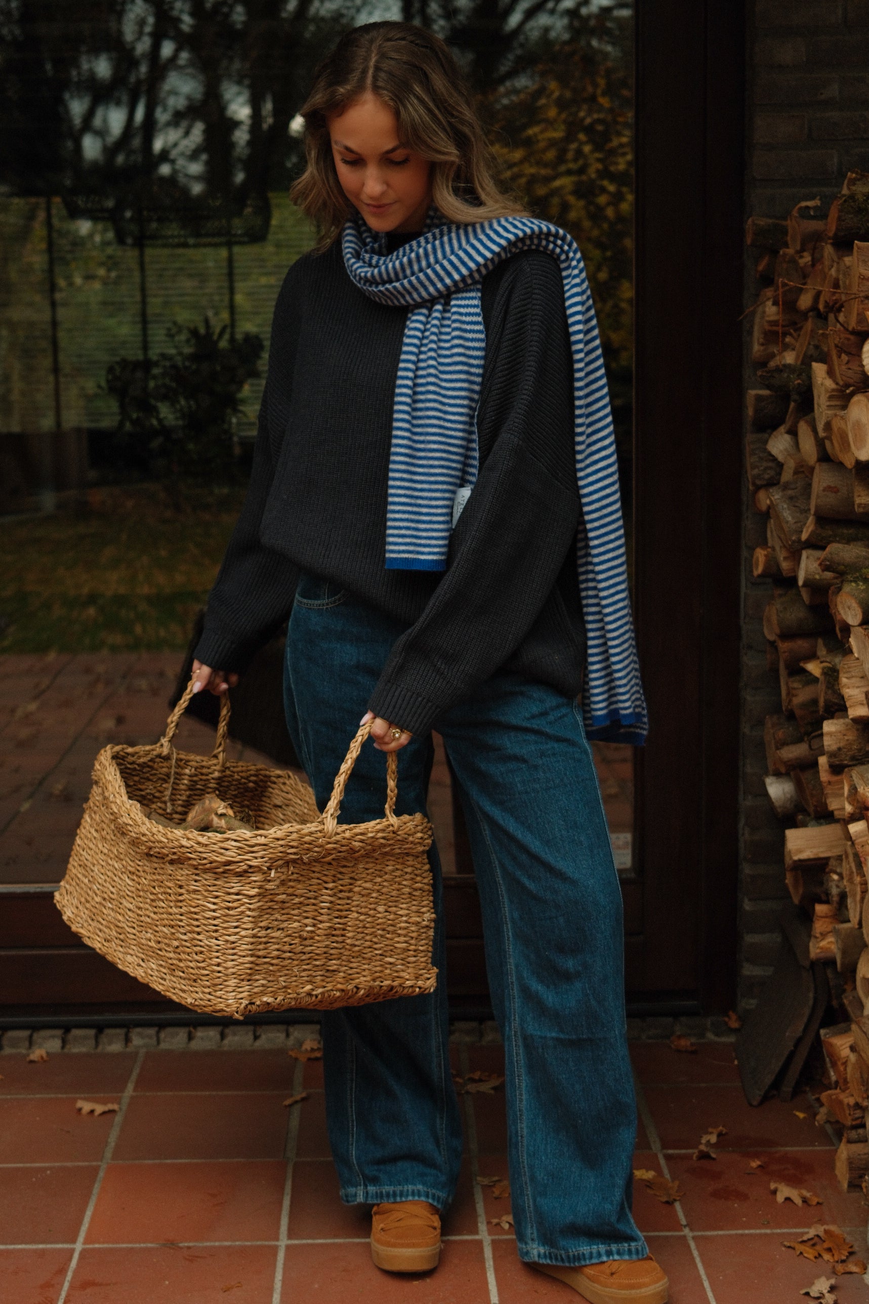 A/S SCARF STRIPED BLUE/WHITE