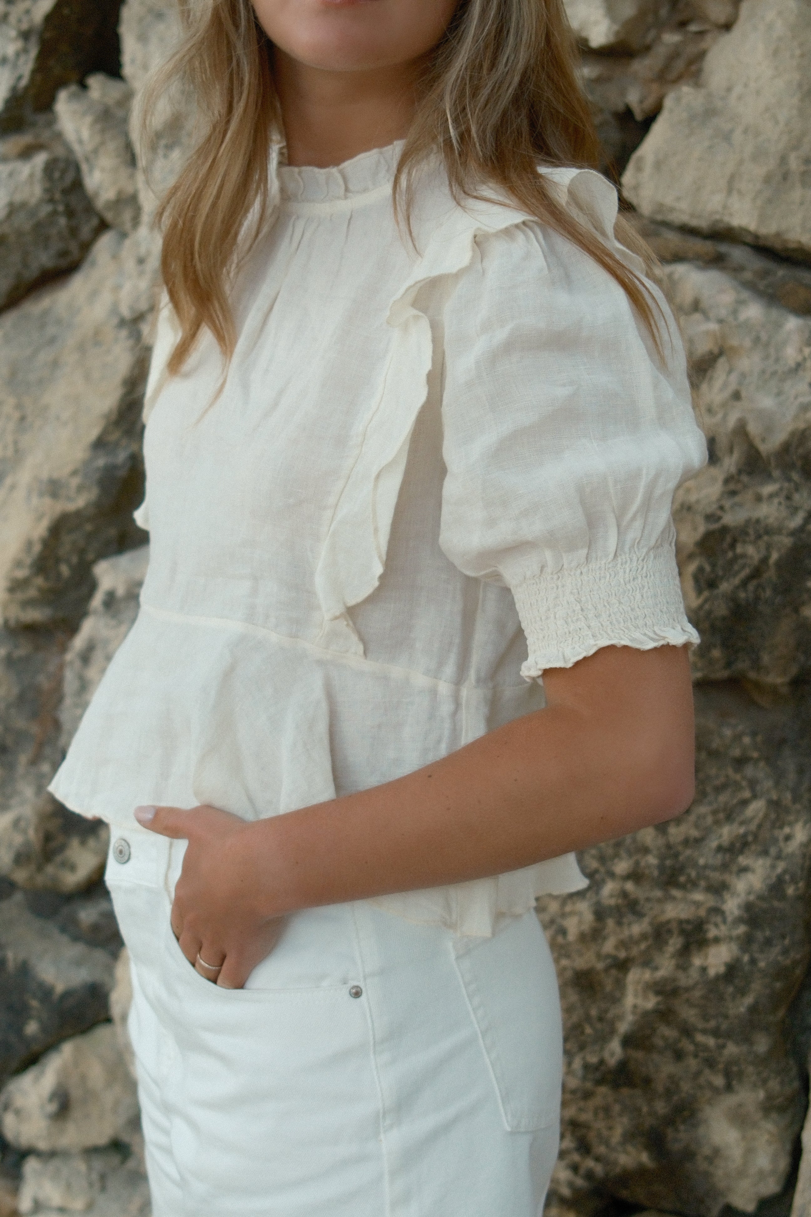 100% LINNEN YARA TOP ECRU