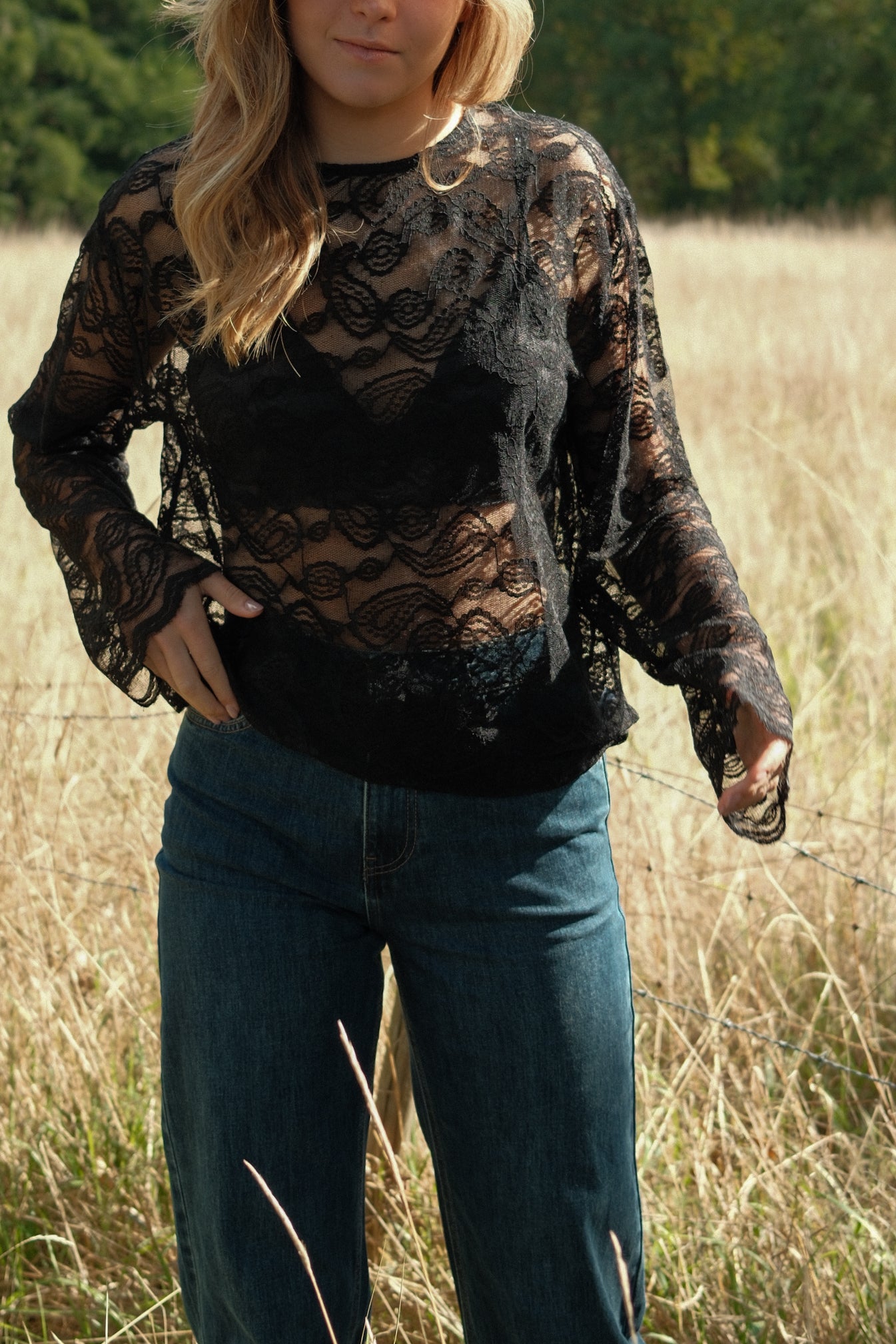 OUR FAVORITE LACE TOP BLACK