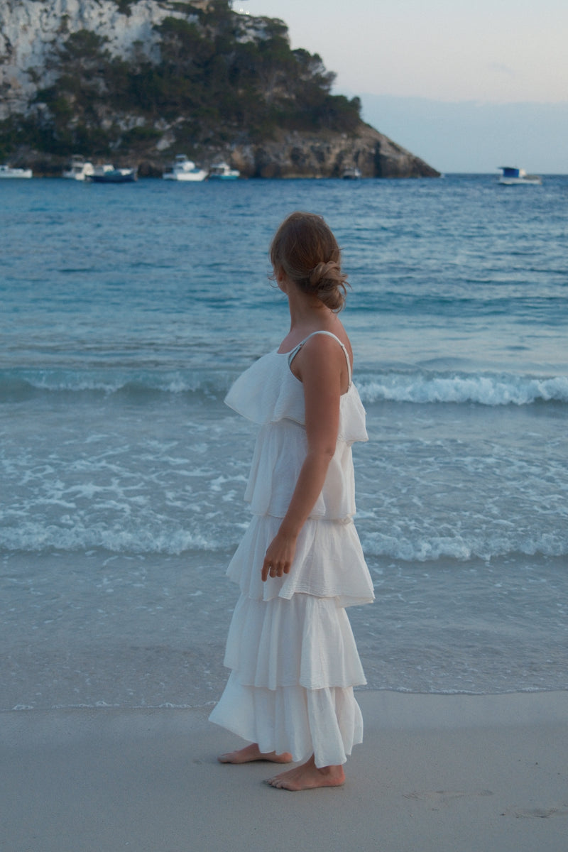 VOLANT MAXI DRESS ECRU