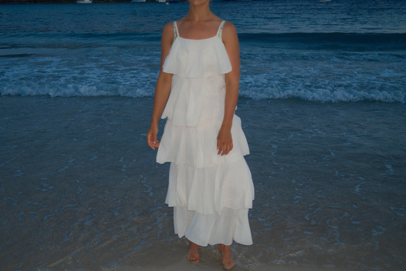 VOLANT MAXI DRESS ECRU