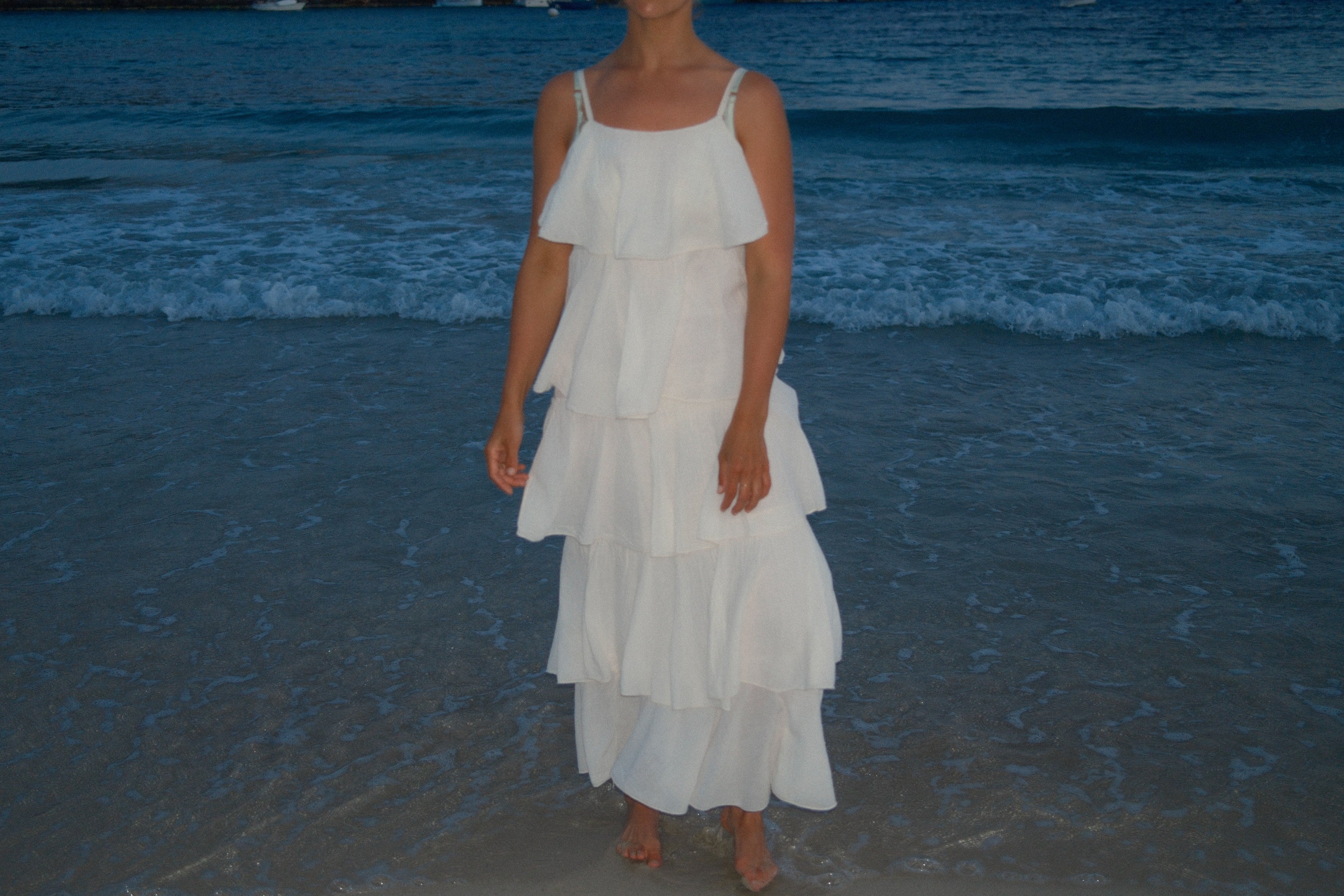 VOLANT MAXI DRESS ECRU