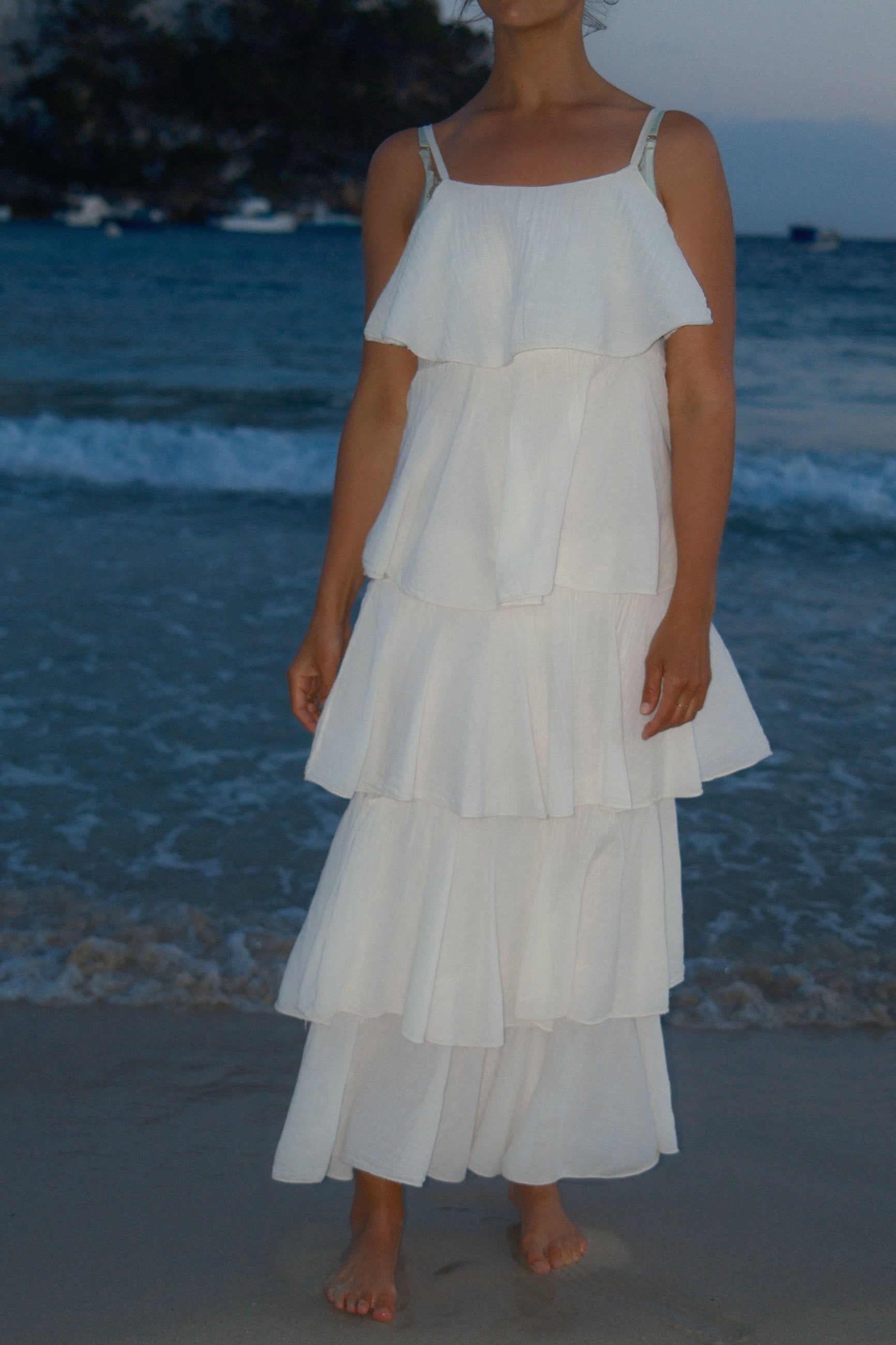 VOLANT MAXI DRESS ECRU