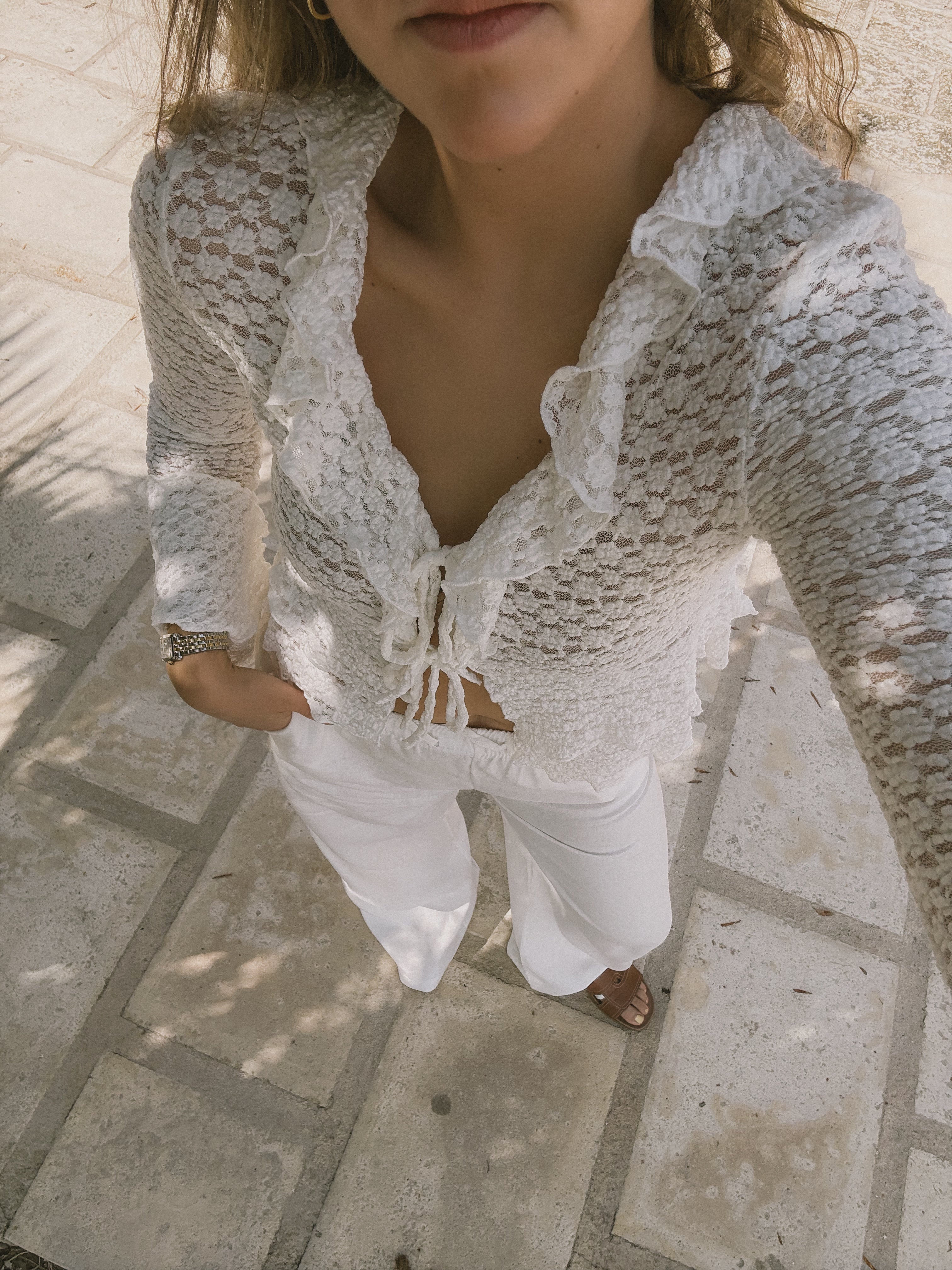 CROCHET TOP OFF-WHITE