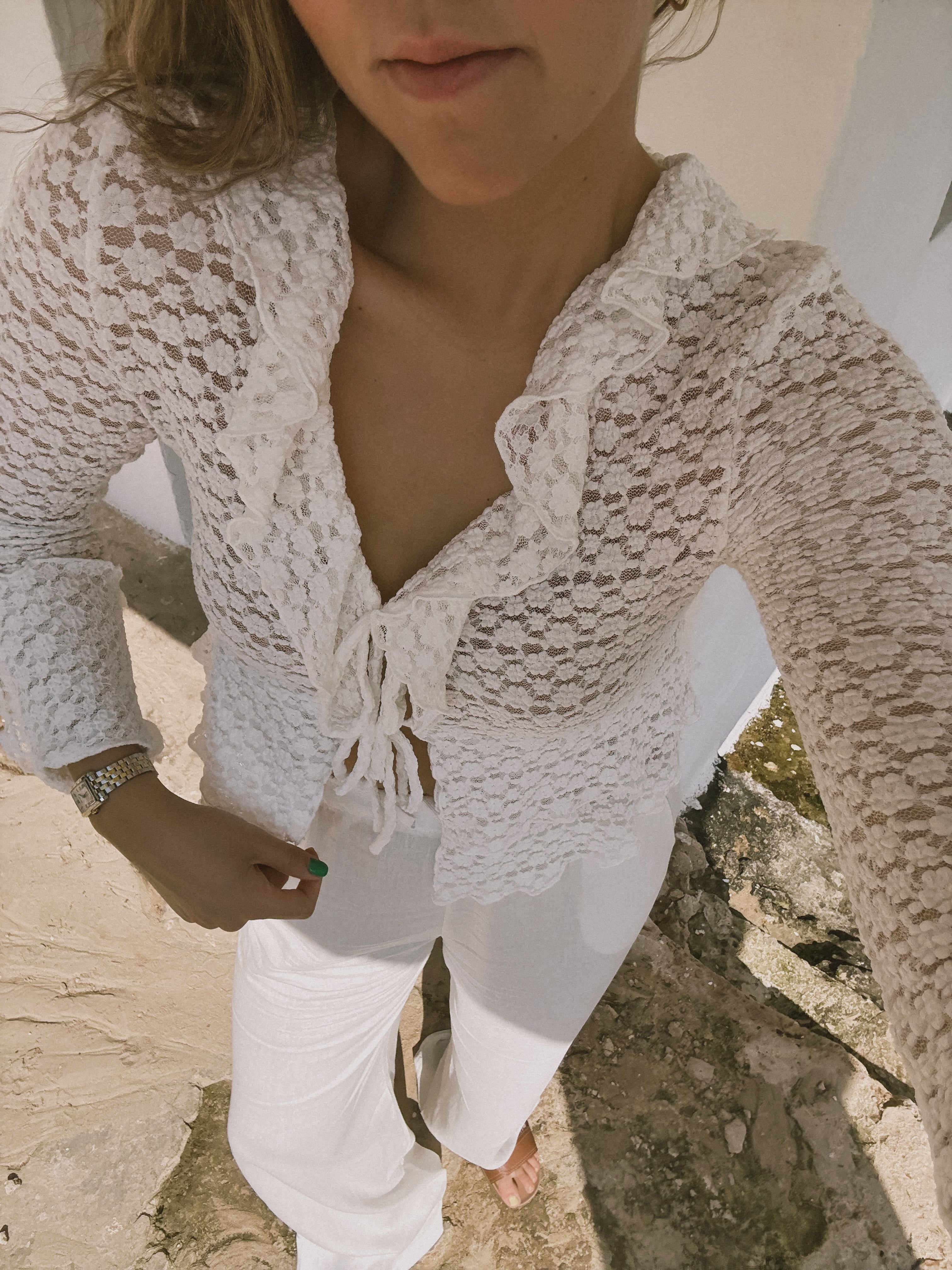 CROCHET TOP OFF-WHITE