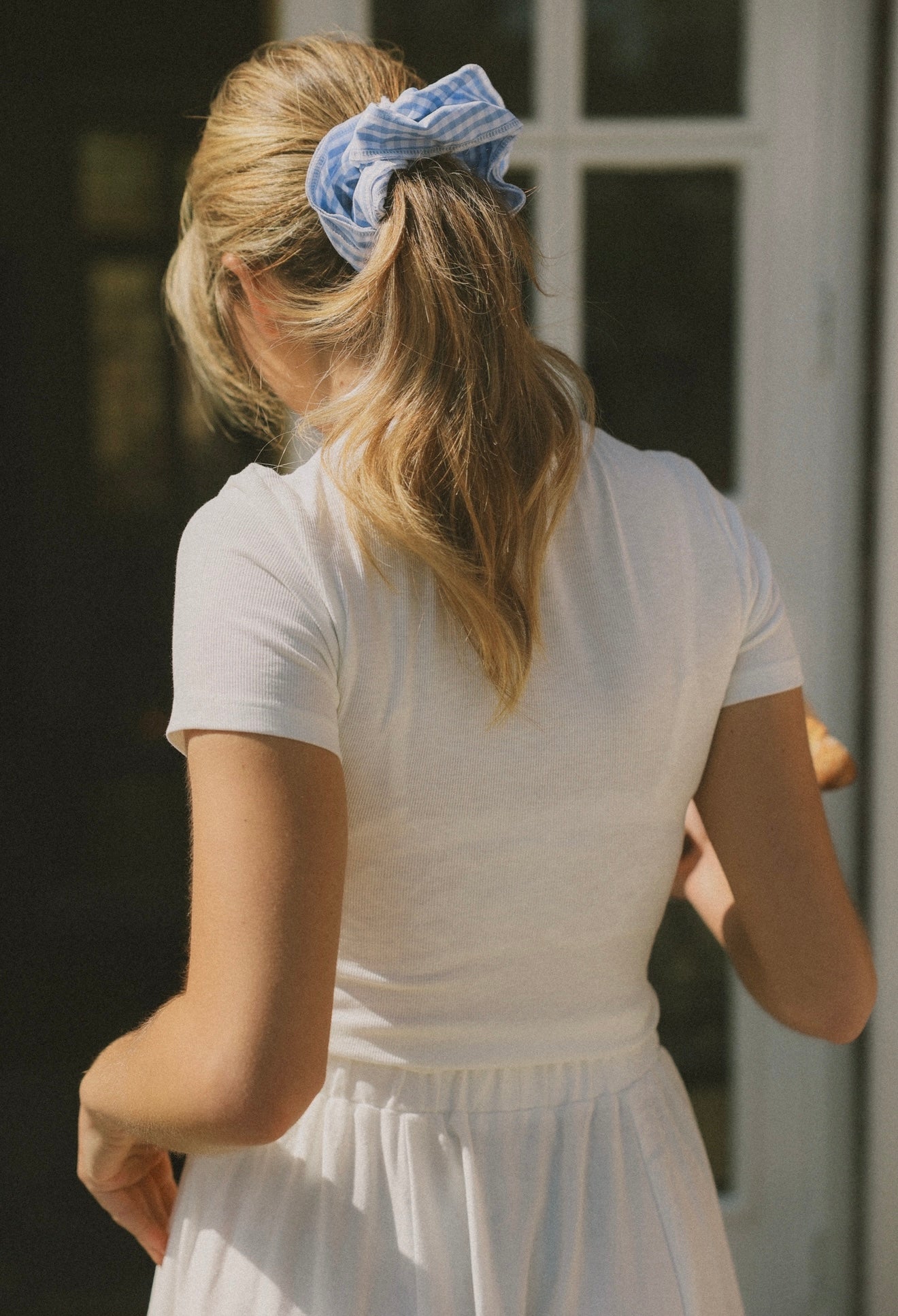 BLUE BLOCKED SCRUNCHIE