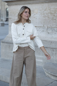 POLO BUTTON LONGSLEEVE ECRU