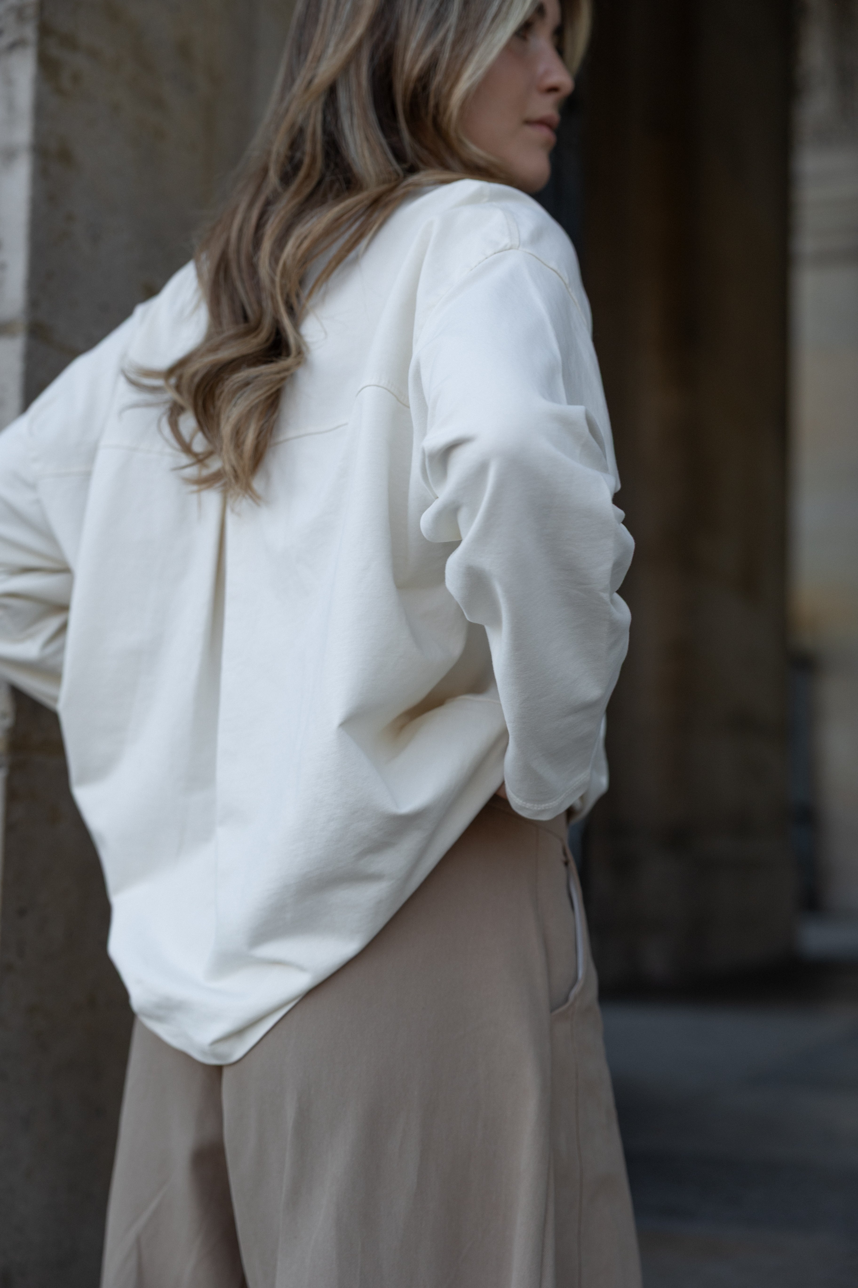 POLO BUTTON LONGSLEEVE ECRU