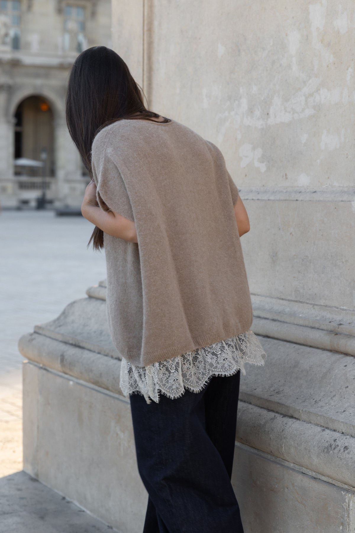 PRE-ORDER: LACE ALPACA SPENCER TAUPE