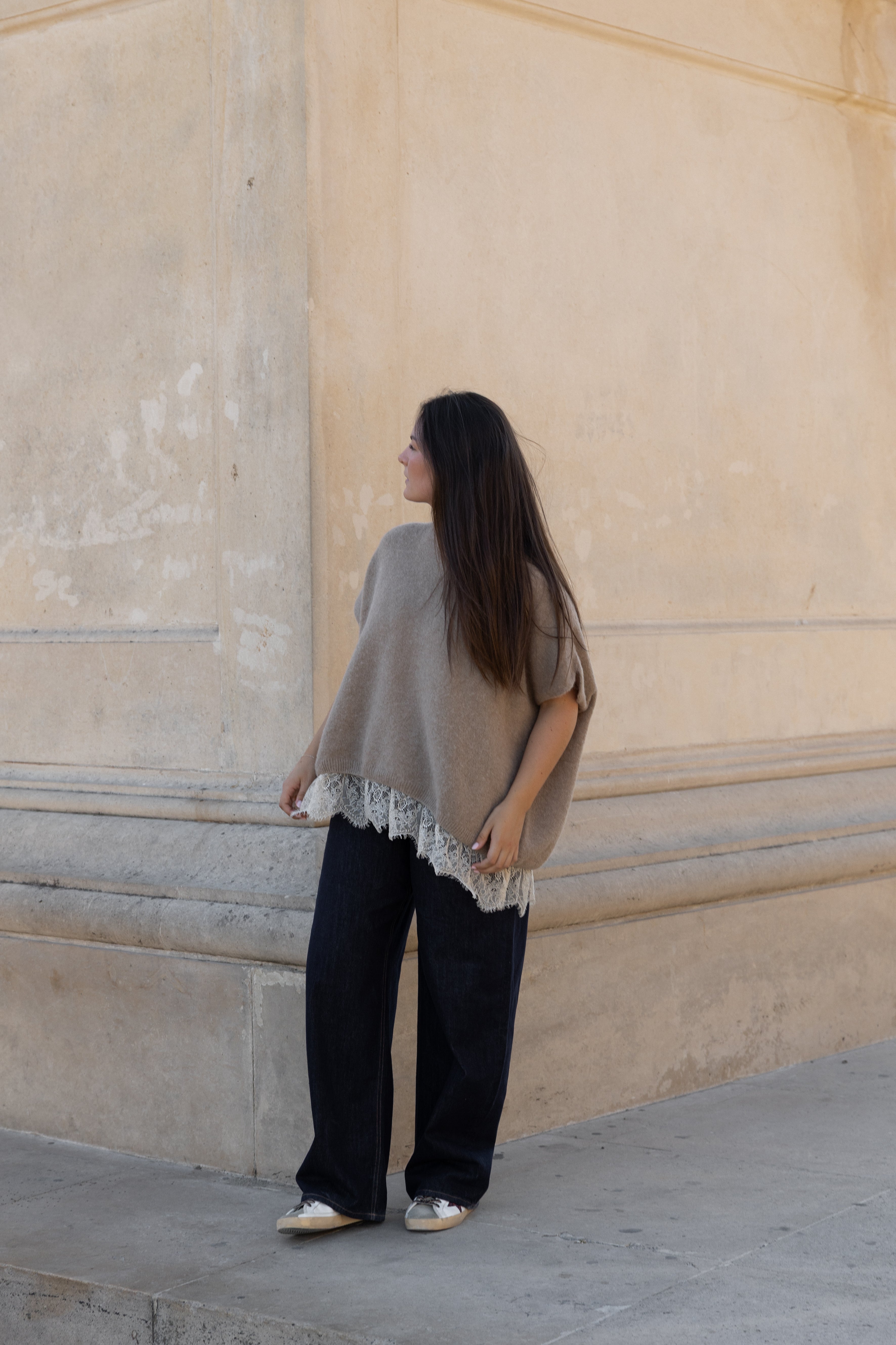 PRE-ORDER: LACE ALPACA SPENCER TAUPE