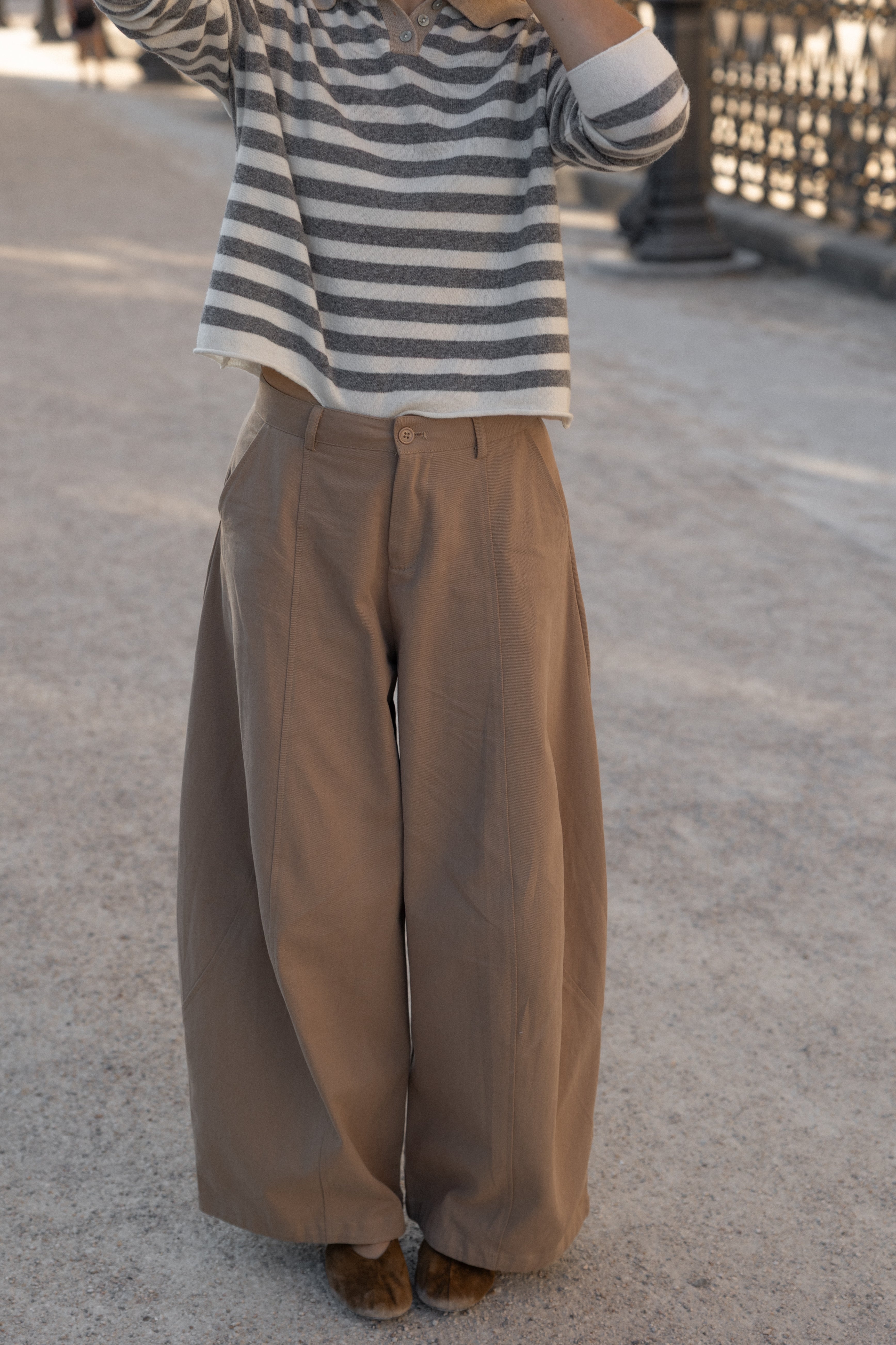 STRIPED LOUISE POLO TAUPE