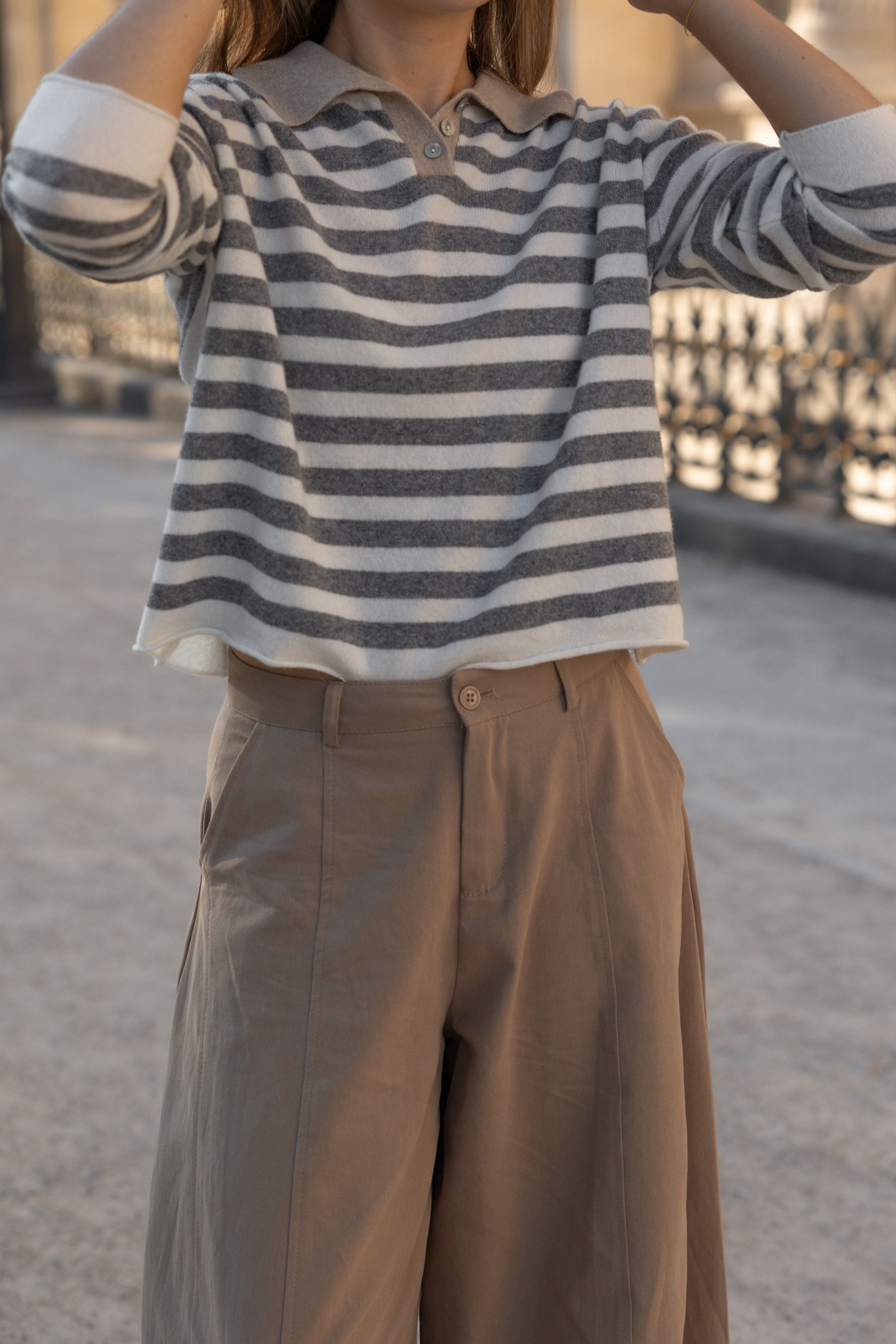 STRIPED LOUISE POLO TAUPE