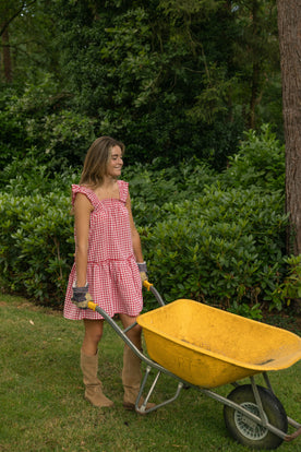 CHECKED EMILY DRESS RED