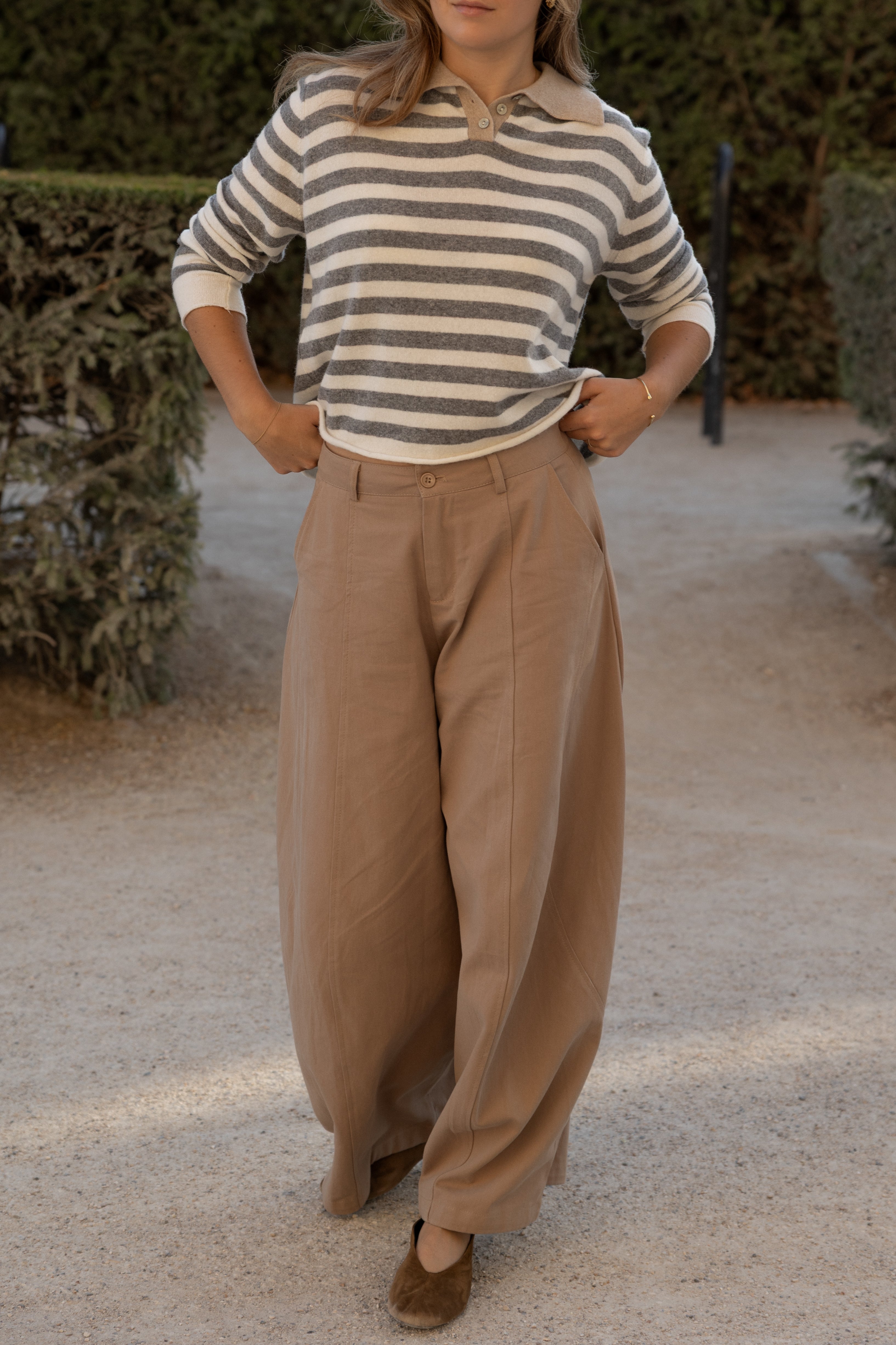 STRIPED LOUISE POLO TAUPE