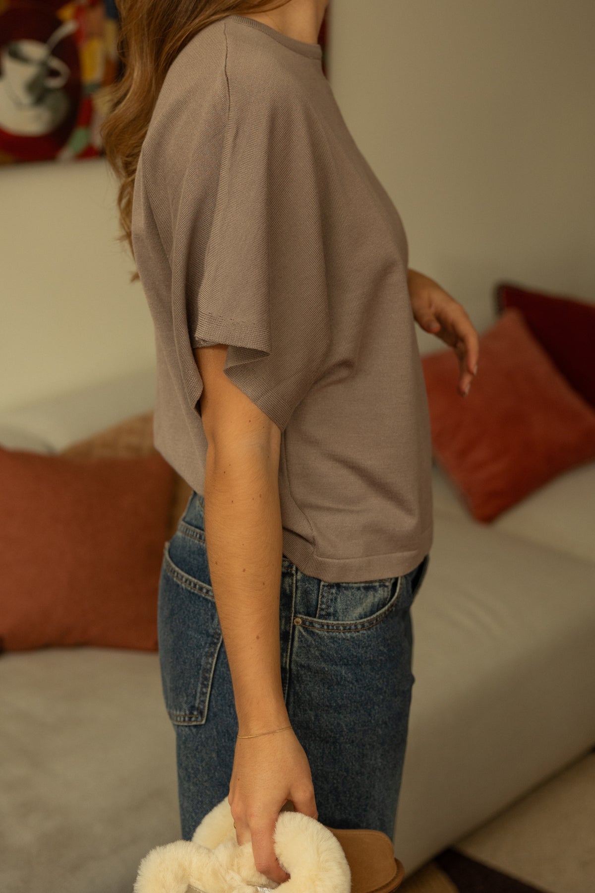 OVERSIZED CANDICE TEE TAUPE