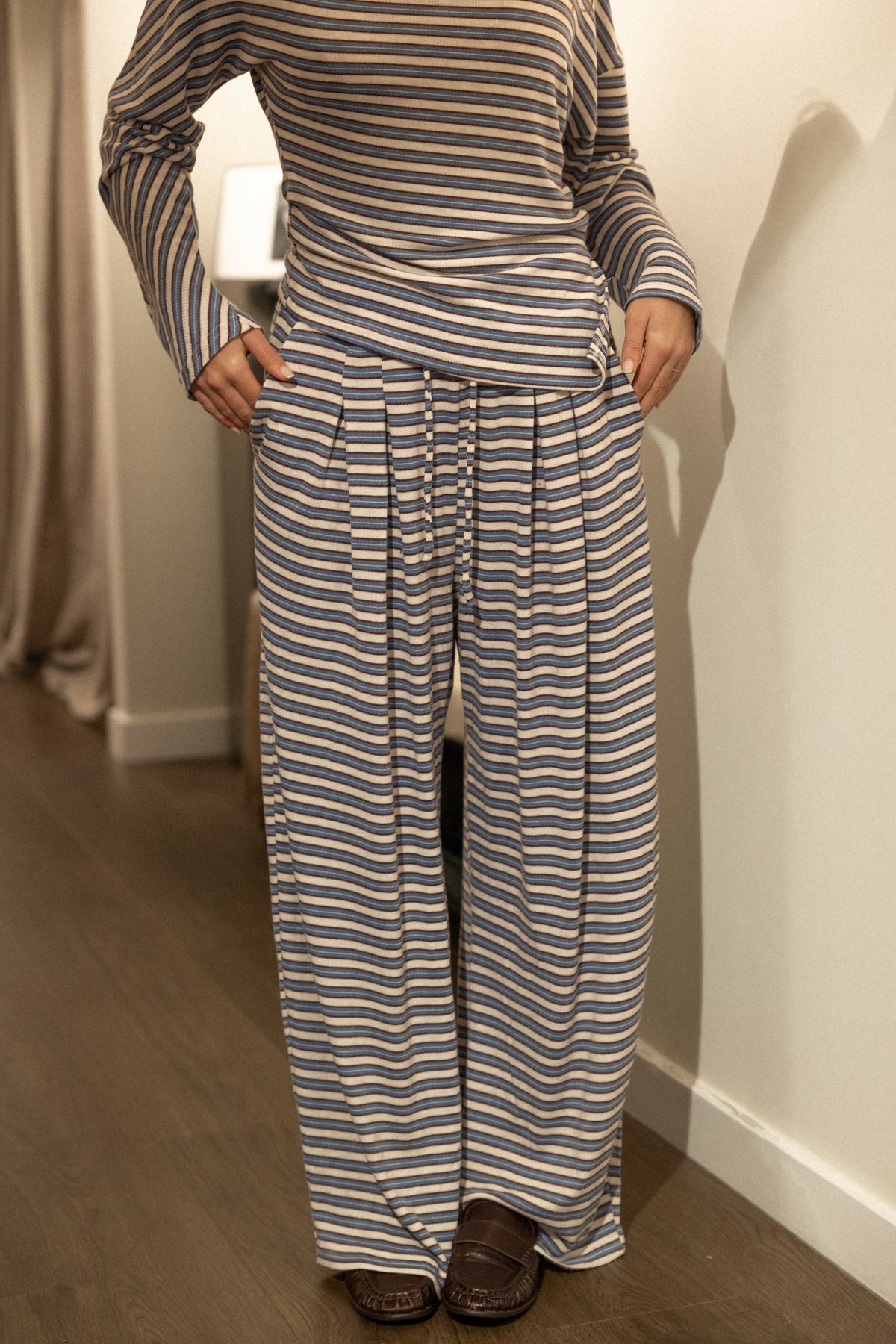 STRIPED LOUNGE PANTS BLUE