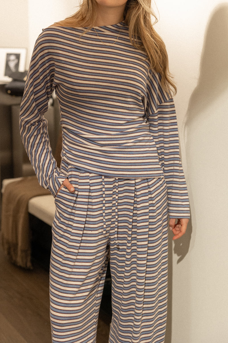 STRIPED LOUNGE PANTS BLUE