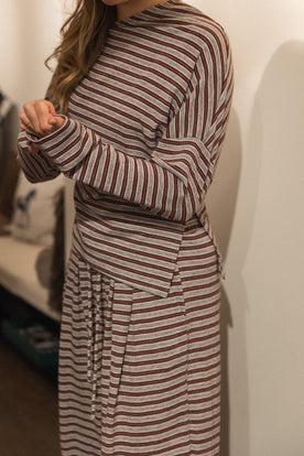 STRIPED LOUNGE PANTS BORDEAUX