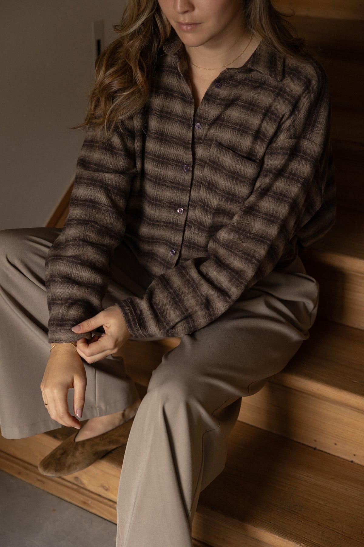 CHECKED NELLIE BLOUSE CHOCO