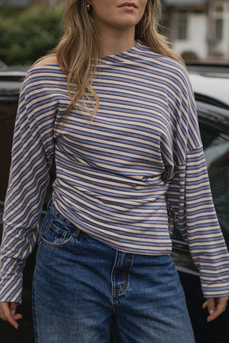 STRIPED LOUNGE TOP BLUE