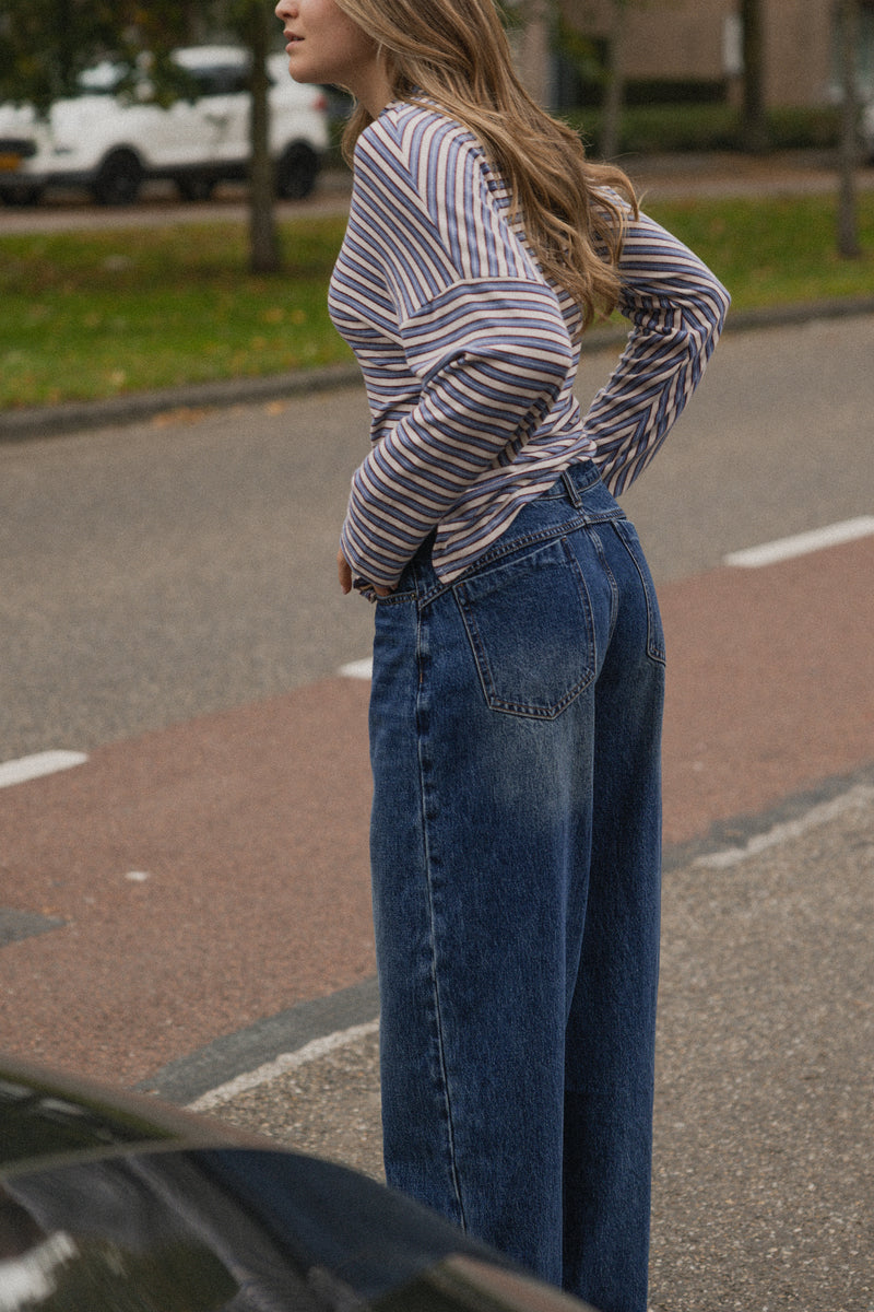 STRIPED LOUNGE TOP BLUE