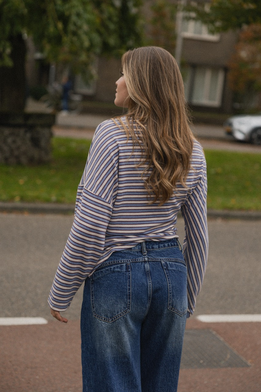 STRIPED LOUNGE TOP BLUE